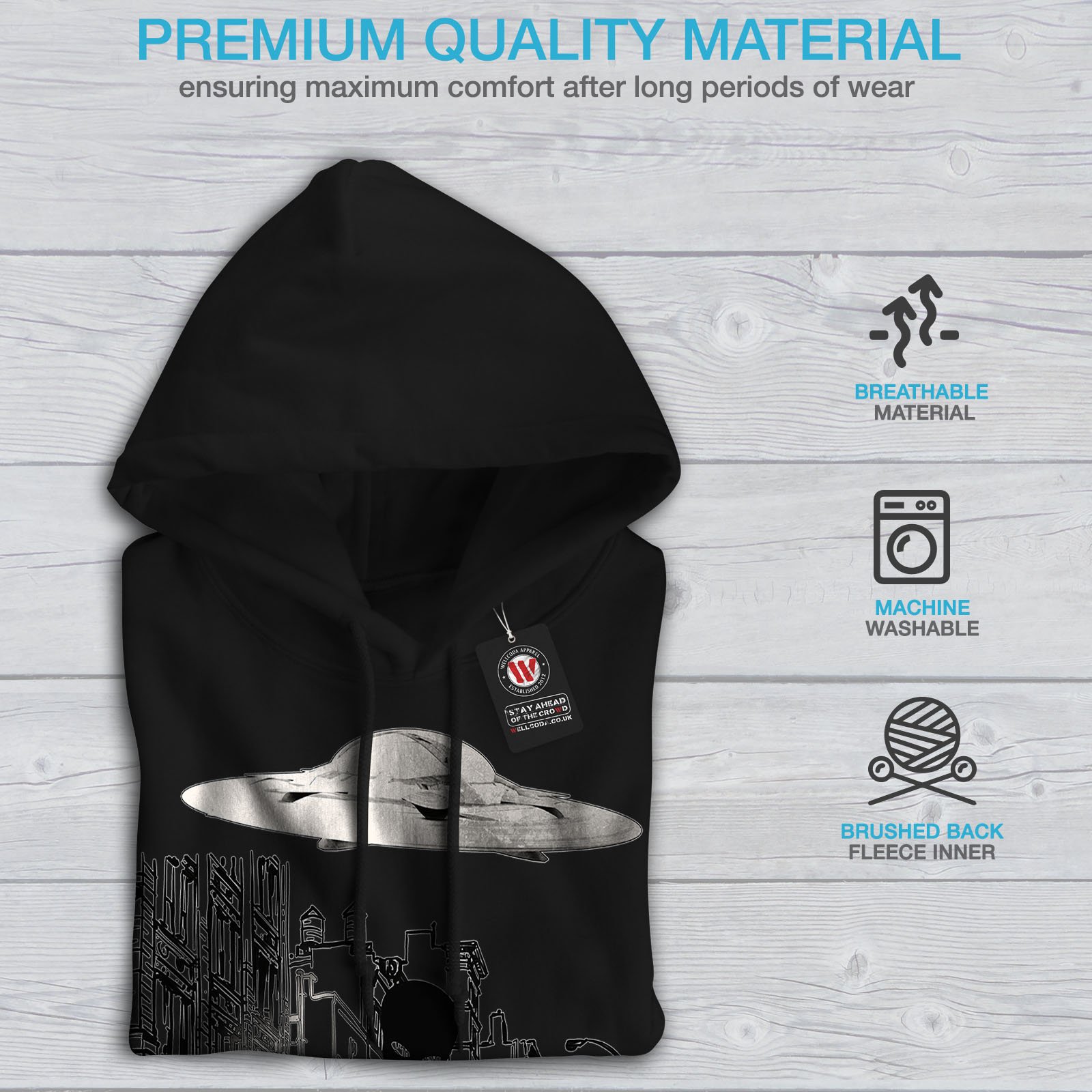 Wellcoda Being Ghost Life Men's Hoodie - Mars Hooded Sweatshirt for Men | Cozy Pullover with Front Pocket | Perfect for Casual Wear, Street Style & Outdoor Activities