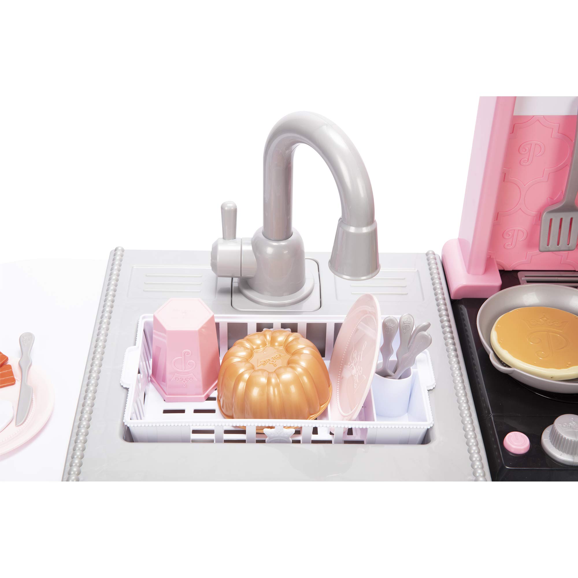 Disney Princess Style Gourmet Smart Kitchen Playset with Lights & Sounds - 20+ Accessories for Kids, Pink | Pretend Play Cooking Toy for Girls Ages 3-6 | Birthday Gift Idea & Interactive Role Play Kitchen Set