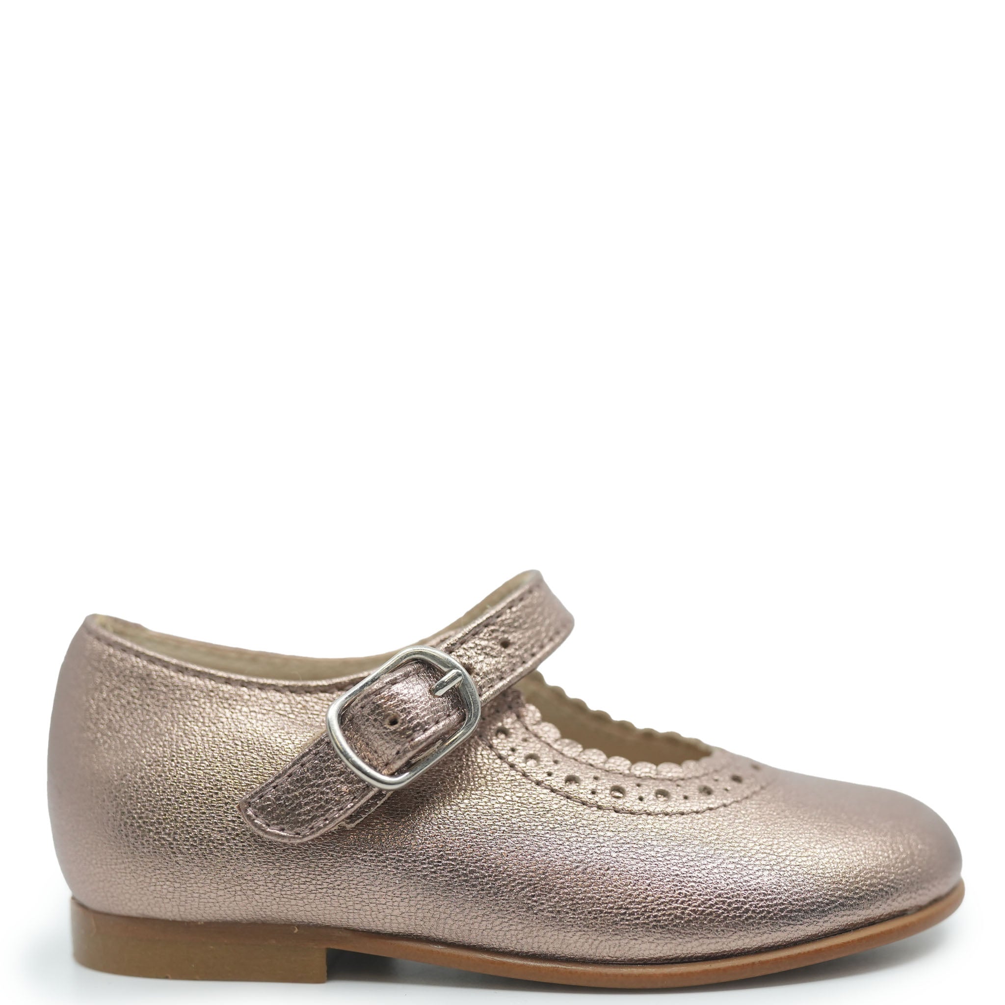 Beberlis Rose Gold Scalloped Mary Jane Flats - Women's Comfortable Dress Shoes for Work, Wedding & Party | Elegant Pointed Toe Pumps with Low Heel