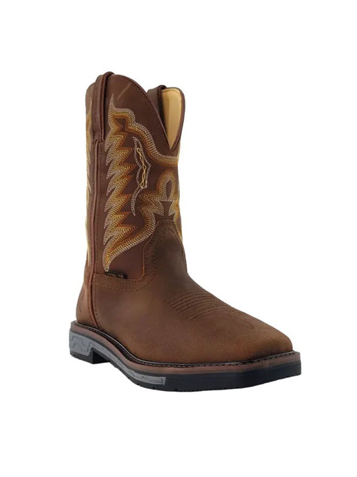 R.Watson RW1804 Men's Cowhide Wide Square Toe Work Boots - Durable Bark Brown Leather for Construction, Farming & Outdoor Work - Comfortable Safety Footwear for Heavy Duty Jobs
