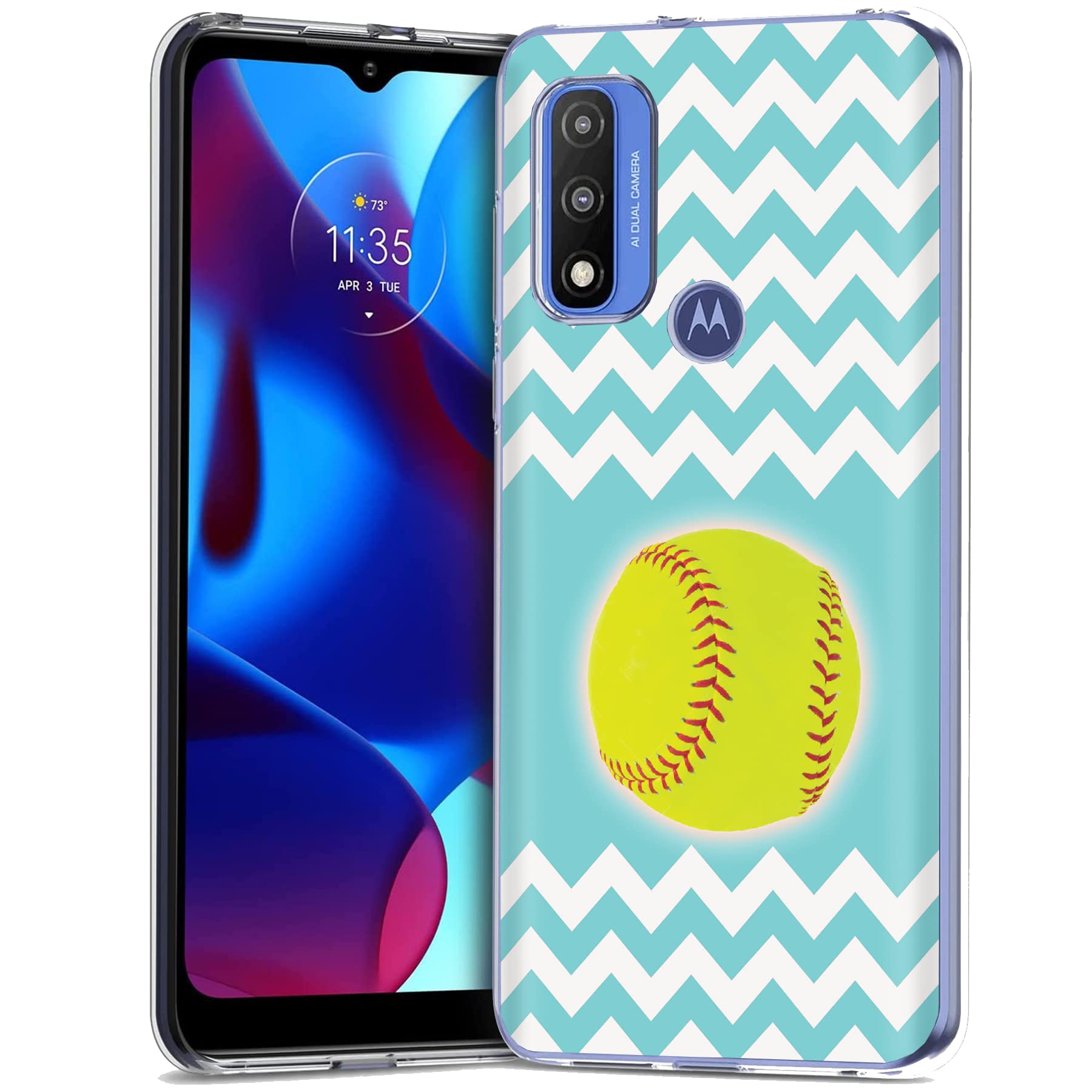 VIBECover Slim Case Compatible with Motorola Moto G Pure & Moto G Power (2022) | Total Guard Flex TPU Protective Cover | Chevron Softball Design | Perfect for Everyday Use & Sports Activities