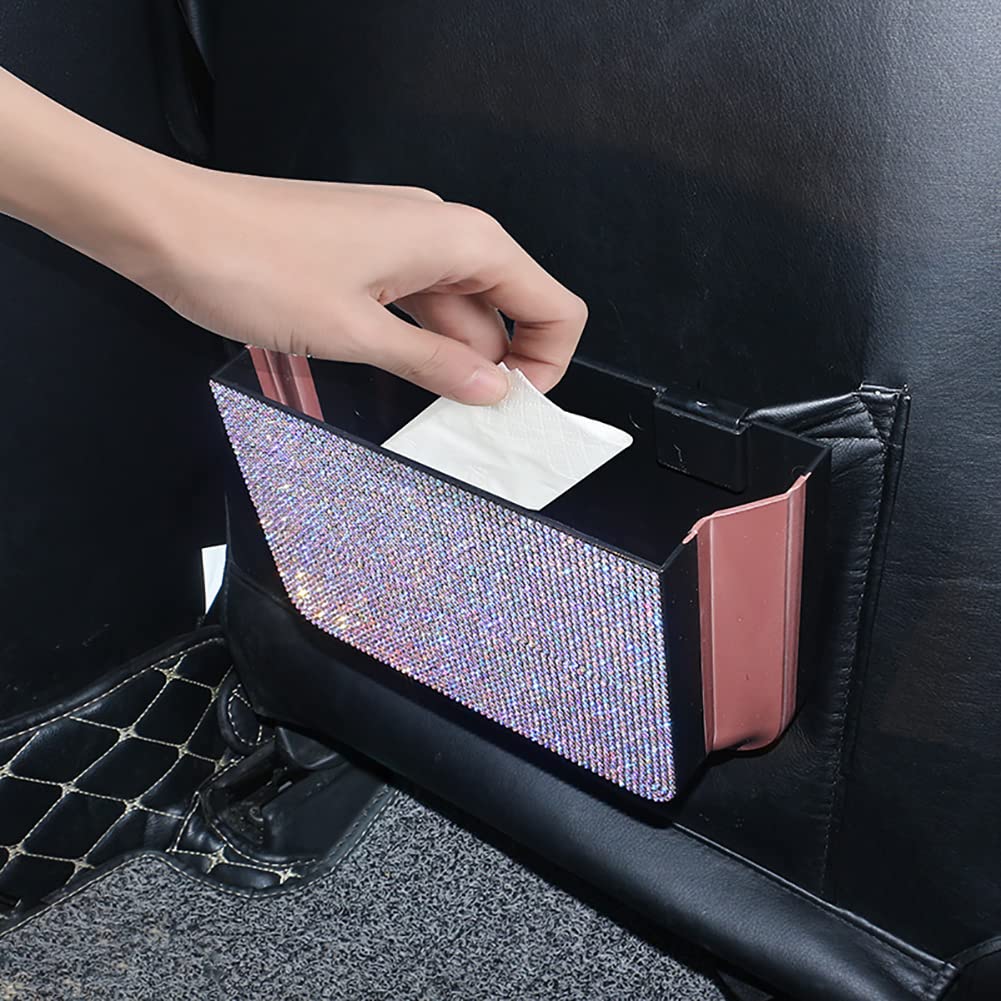 Zcargel Bling Bling Car Trash Can - Portable Car Garbage Bin with Lid, Backseat Organizer & Multifunctional Storage Box for Car, Office, Kitchen, Bedroom - Perfect for Road Trips, Commuting & Home Organization
