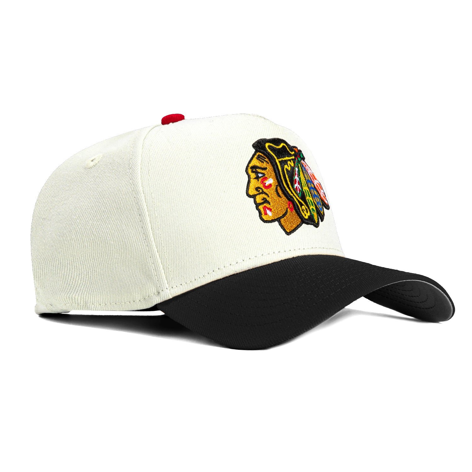 New Era 9Forty A-Frame Chicago Blackhawks Snapback Hat - White & Black | Adjustable Baseball Cap for Men & Women | Perfect for Sports Games, Casual Wear & Fan Collections