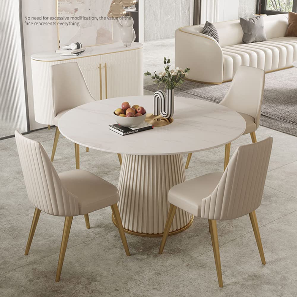 Nordic Style Sintered Stone Round Dining Table - 39.3
