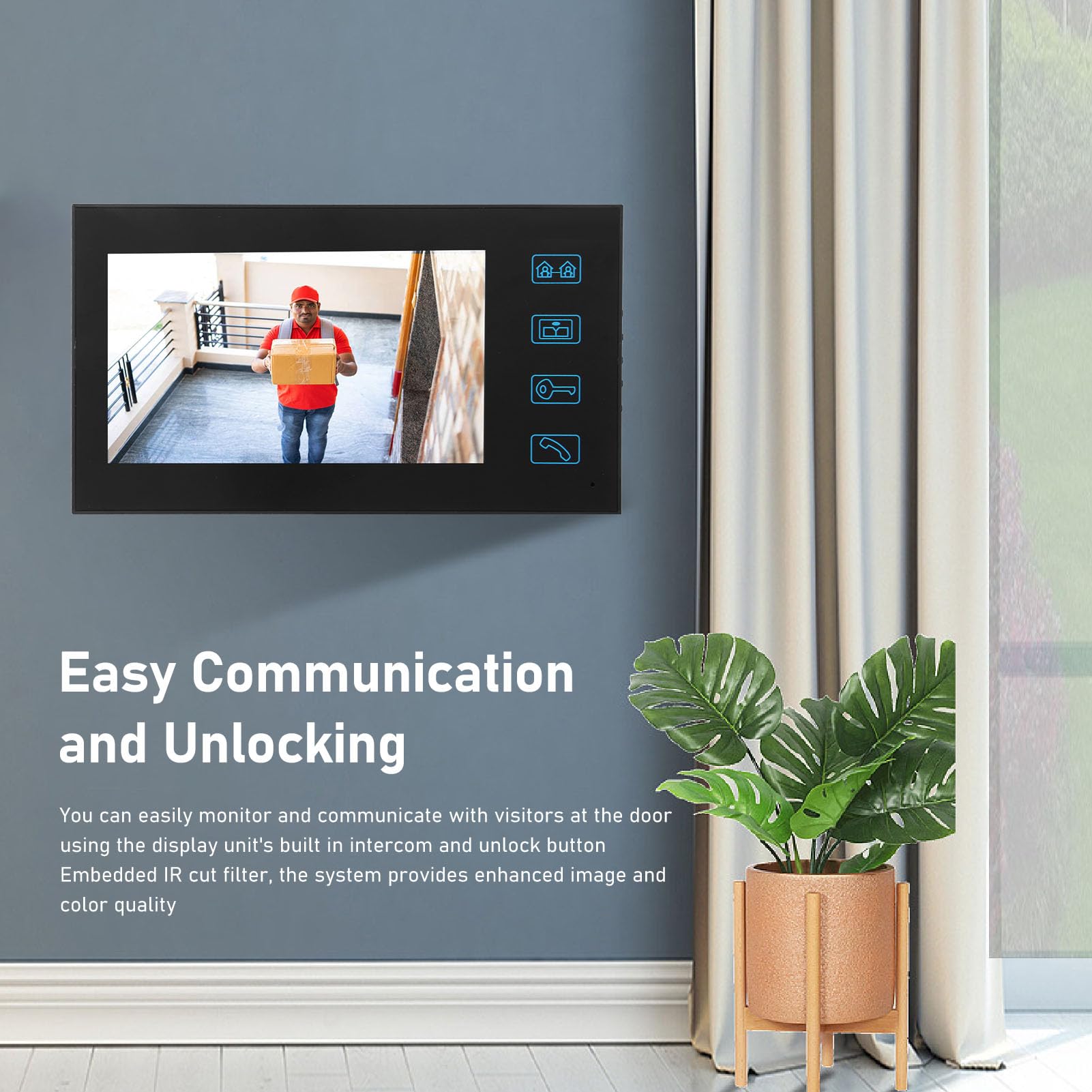 7 Inch TFT Video Door Phone System - Wireless Video Intercom with Access Control, Smart Video Doorbell (EU Plug) for Home Security & Apartment Entry Monitoring