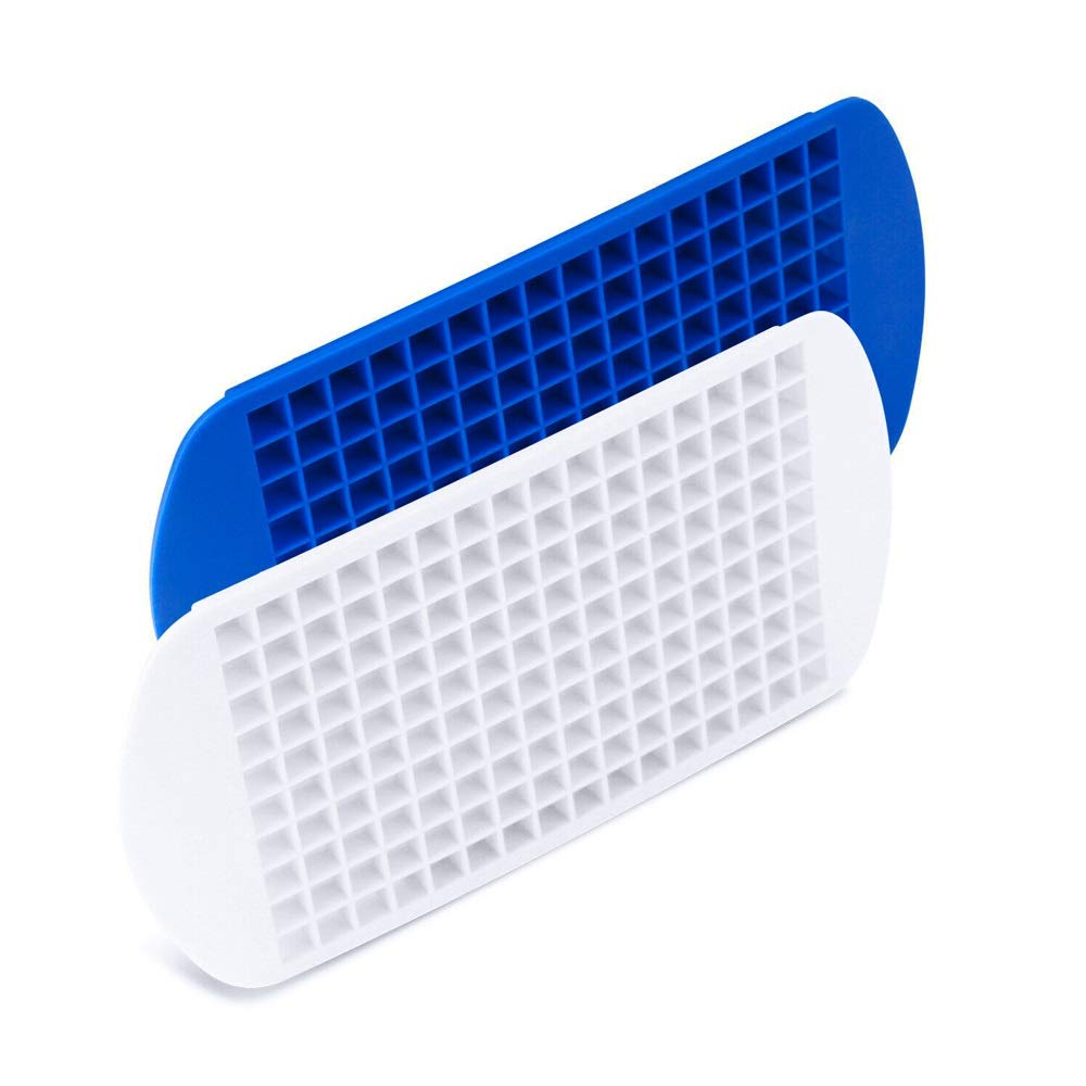 Premium Silicone Ice Cube Molds - 160 Mini Square Grids for Whiskey, Cocktails & Drinks | Reusable, BPA-Free Bar Accessories | Perfect for Home Bars, Parties & Entertaining (Blue)
