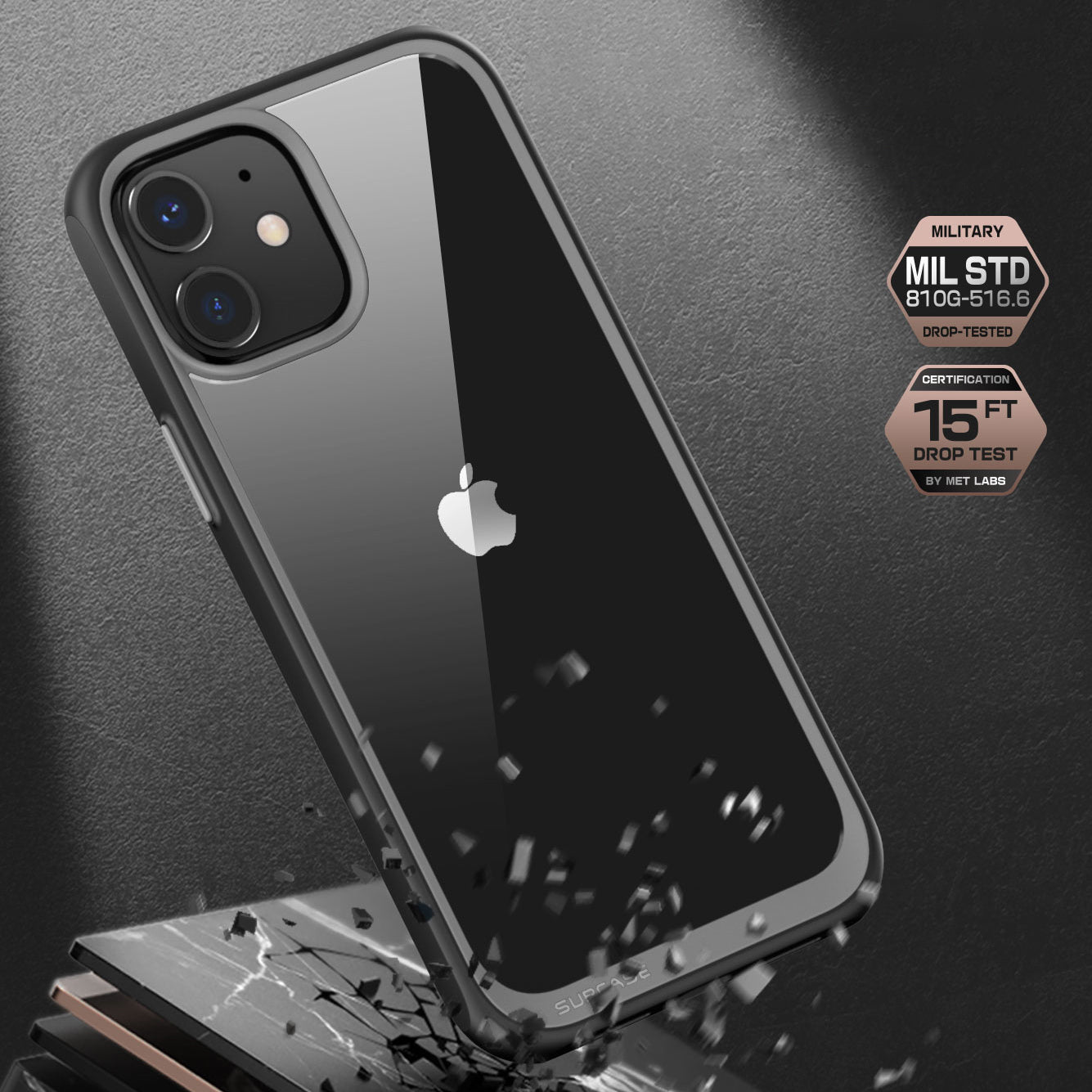 iPhone 12 6.1 Inch Clear Protective Case - Slim Unicorn Beetle Style Shockproof Cover (Black) | Perfect for Everyday Use, Travel & Outdoor Activities