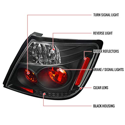 2004-2010 Car Rear Tail Lights - Black LED Brake & Reverse Lamps Pair (Left + Right) for Improved Night Visibility & Safety