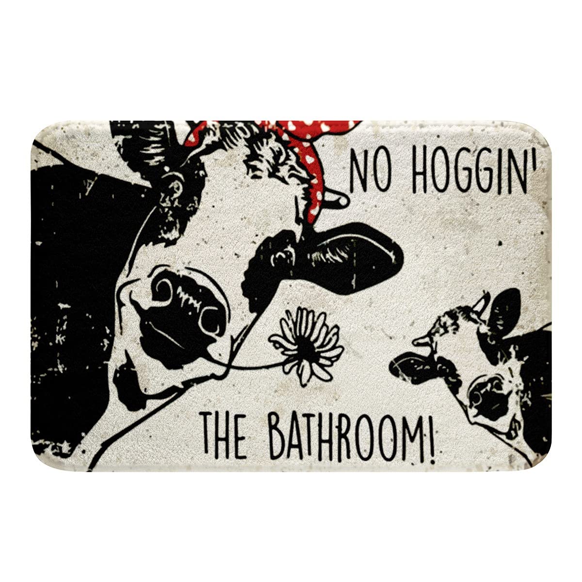 Funny Cow Bathroom Rugs for Kids - Non-Slip Farmhouse Decor for Bath & Shower
