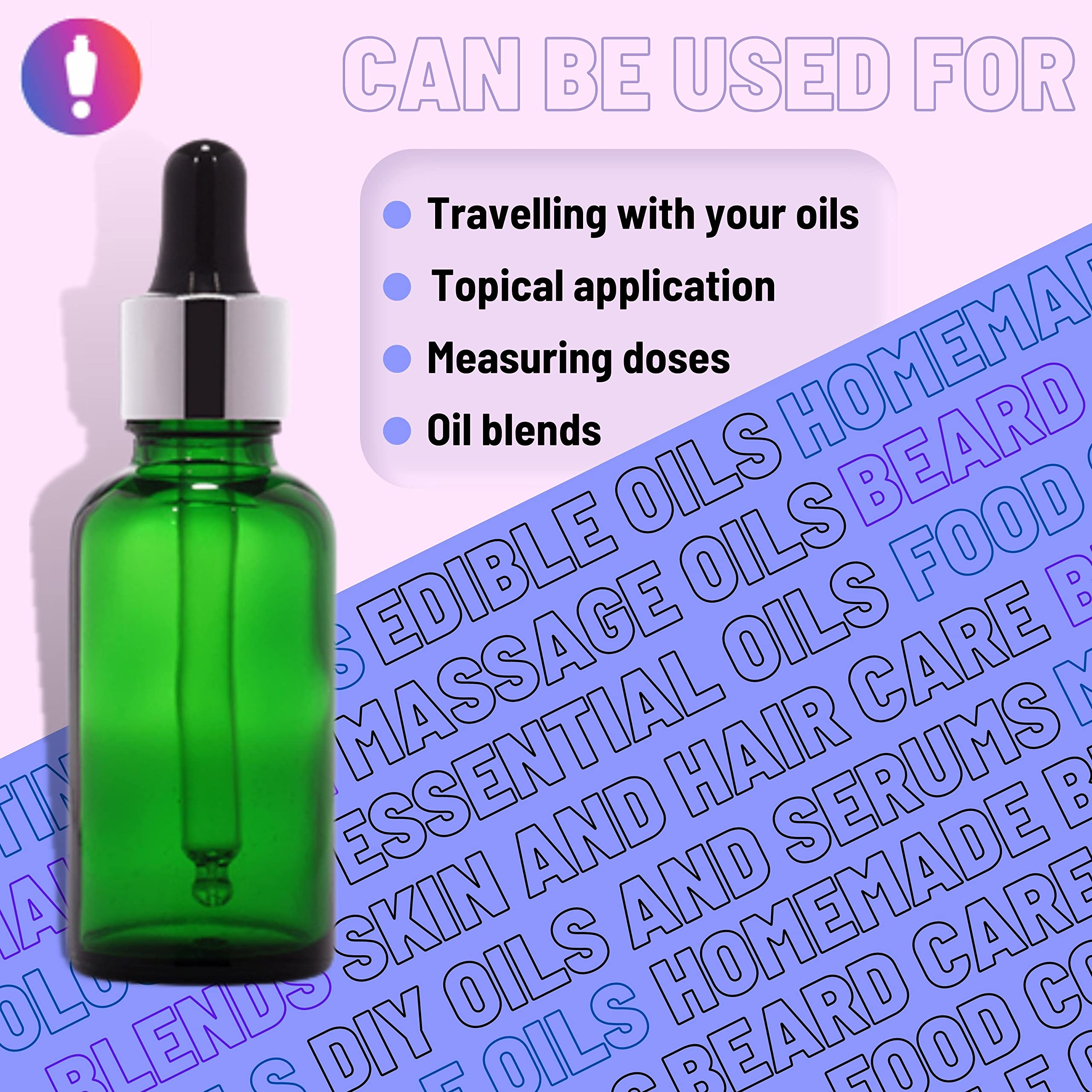Rentra S.P.A 30ml Green Round Glass Bottle with Dropper, Silver Ring & Black Silicone Teat - Perfect for Essential Oils, DIY Skincare & Liquid Storage