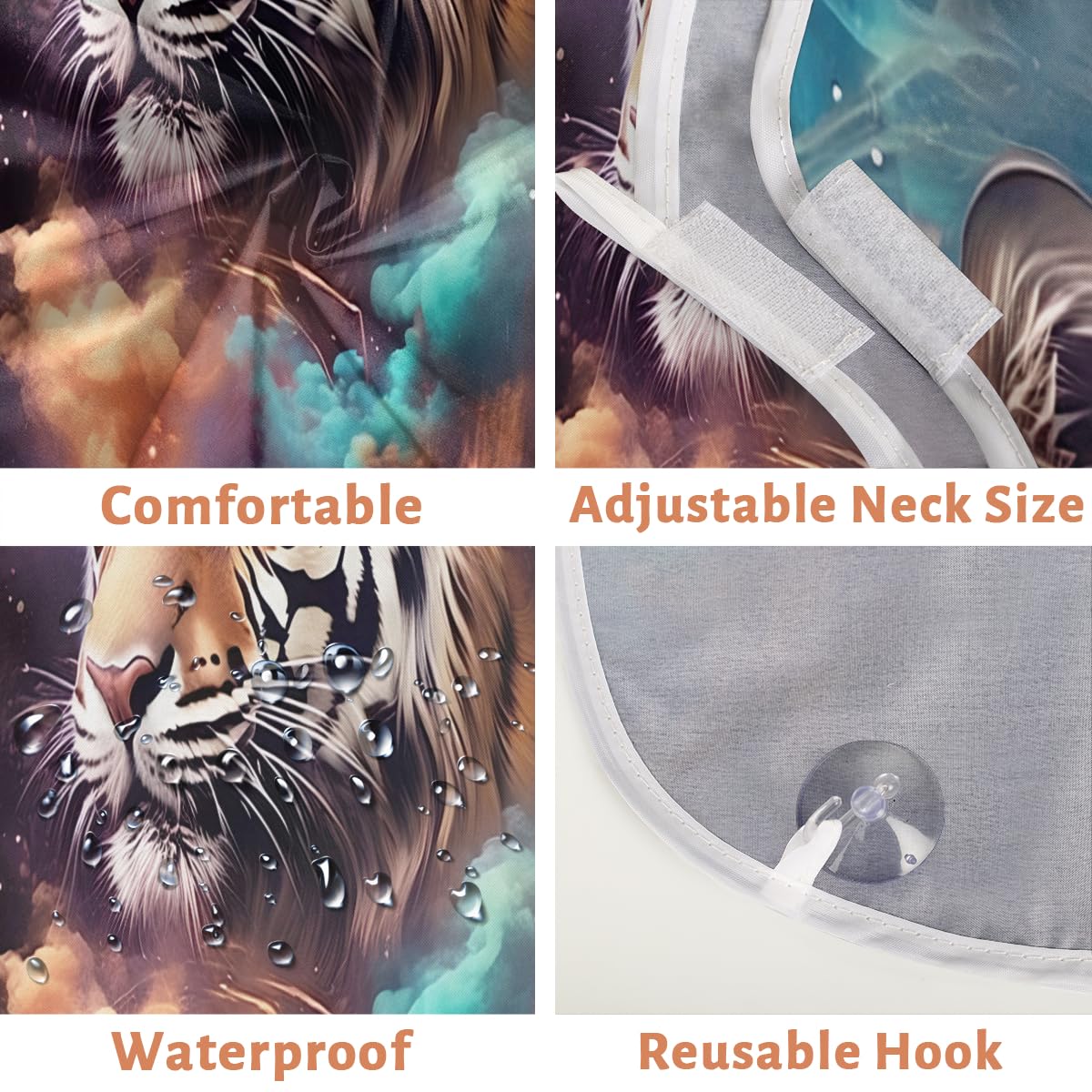 Premium Galaxy Tiger Beard Shaving Bib for Men - Waterproof Hair Dye & Makeup Apron for Women - Professional Barber Cape for Haircut & Beard Trimming - Sink Hair Catcher & Styling Tool - Perfect Gift for Barbers & DIY Grooming at Home