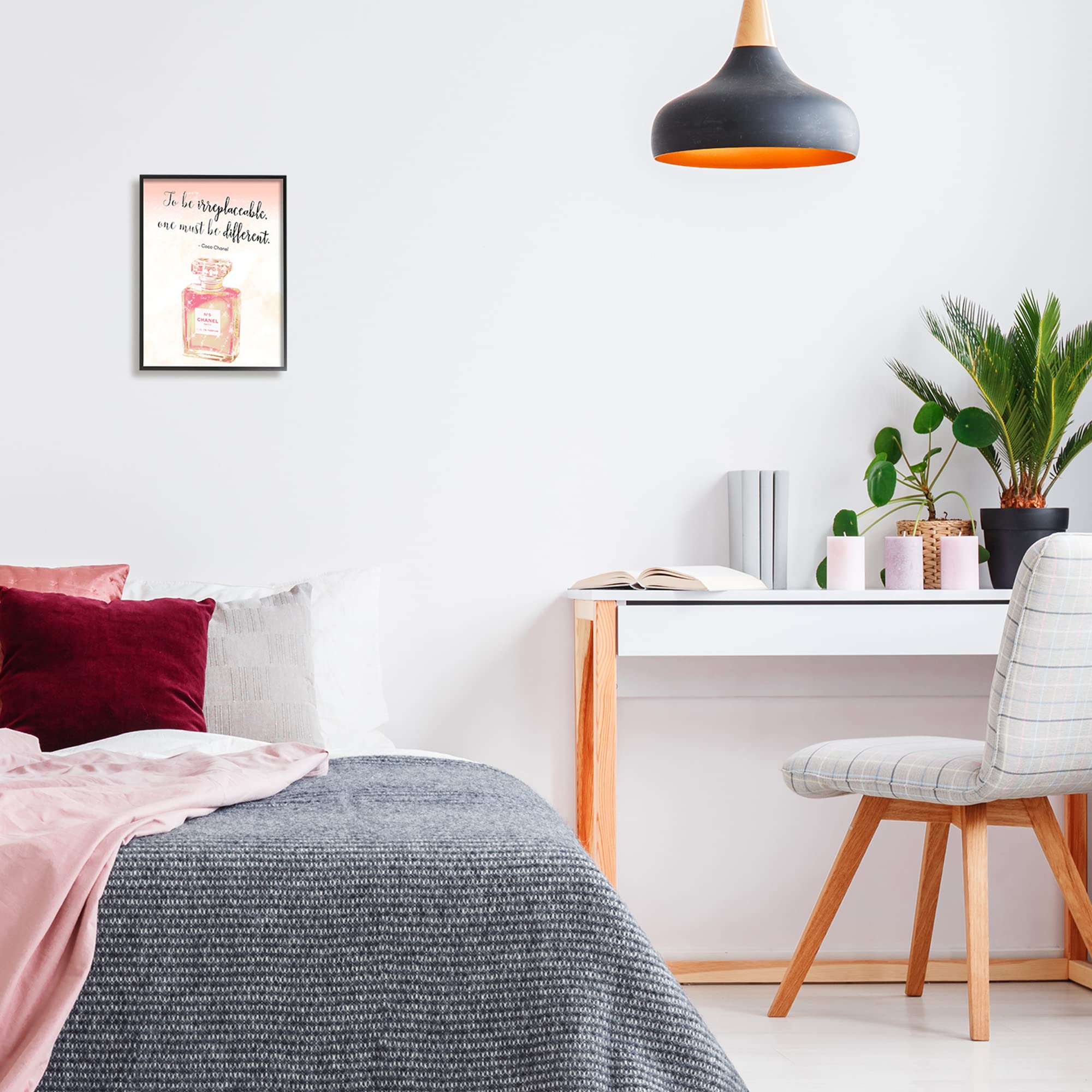 Stupell Industries 'Being Different' Fashion Designer Quote Wall Art - Shimmer Pink Perfume Inspired Home Decor by Ziwei Li | Perfect for Bedroom, Living Room & Office Decor