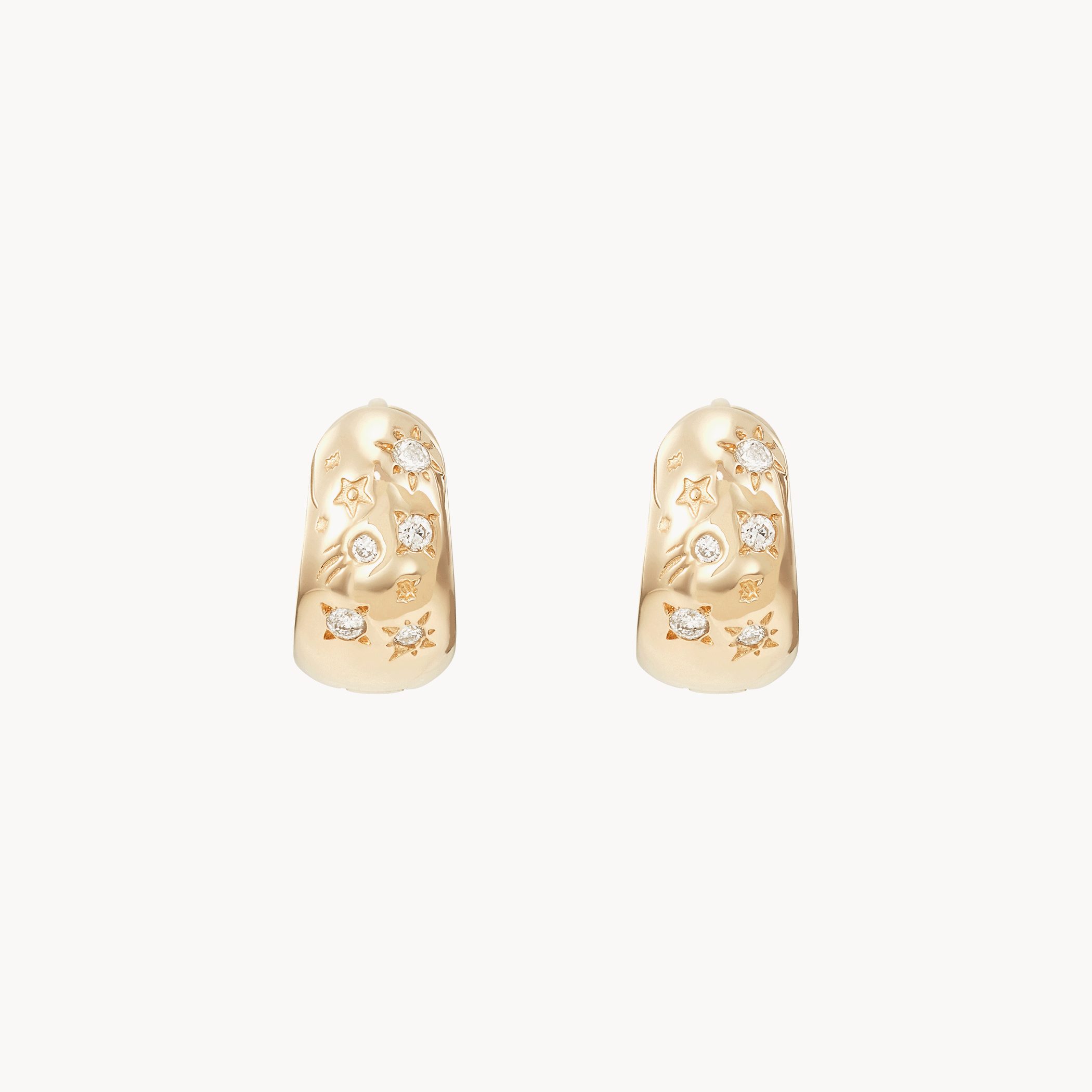 14K Yellow Gold Reversible Chunky Hoop Earrings with Natural Gemstones - Elegant Statement Jewelry for Women, Perfect for Parties, Weddings & Everyday Wear