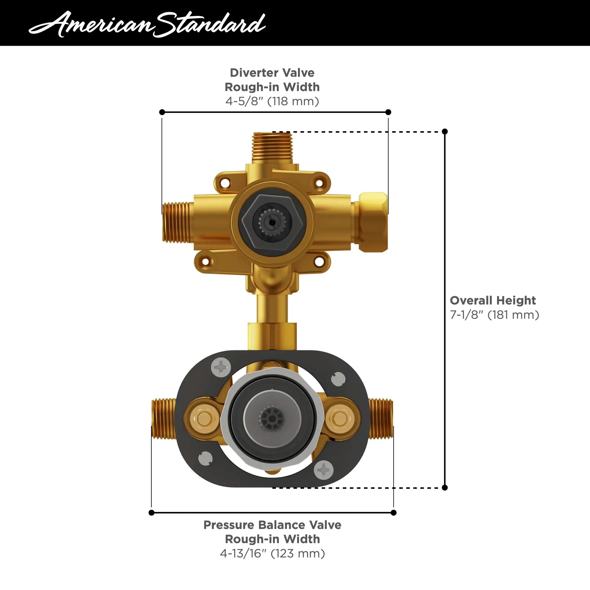 Flash® 2-Way Integrated Shower Diverter Rough-In Valve with Pressure Balance Valve Cartridge - Perfect for Bathroom Remodeling & Water Pressure Control