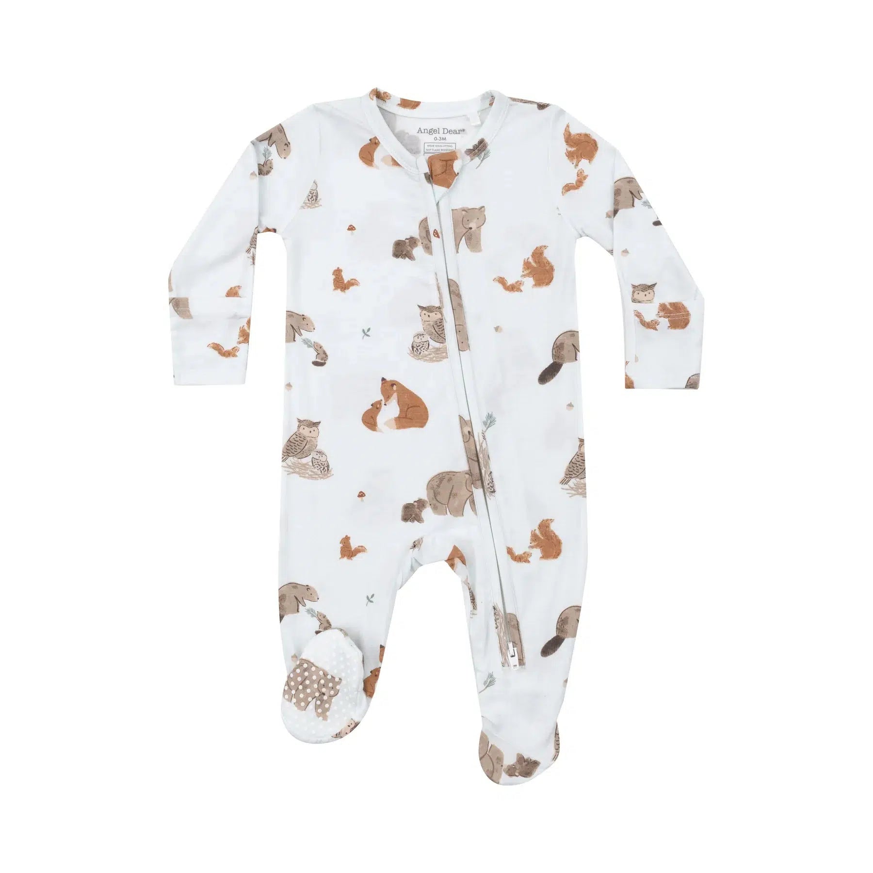 Angel Dear Two-Way Zipper Footie Pajamas - Woodland Animals Print in Blue | Soft Baby Sleepwear for Boys & Girls | Perfect for Nursery, Bedtime & Playtime