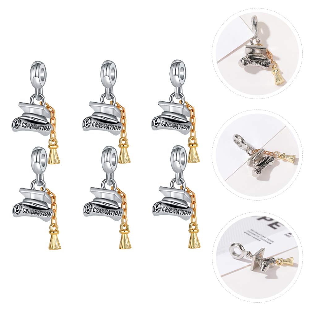ABOOFAN 6Pcs Graduation Charms Pendant Set - Cap with Scroll Beads & Diploma Pendants for 2022 Grad Jewelry, Bracelet & Necklace Accessories - Perfect for Graduation Gifts, Party Favors and School Celebrations