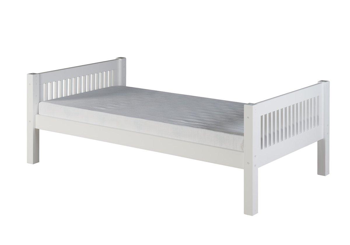 Camaflexi Twin Size Platform Bed Frame - Modern White Wooden Bed with Sturdy Slat Support for Small Spaces, Kids & Teens Room, Dormitory, Guest Bedroom
