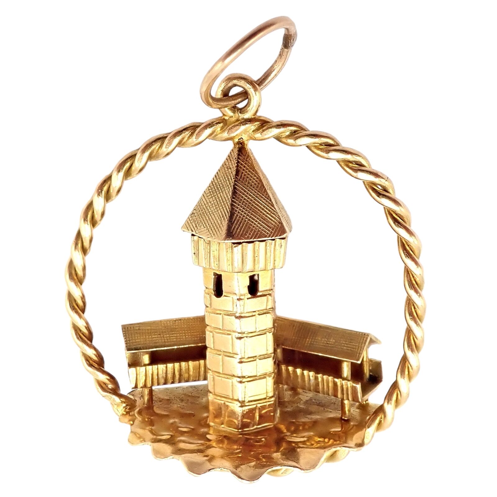 Vintage Gubelin 18k Yellow Gold Tower Charm Pendant - Rare Collectible Jewelry for Necklace Layering & Gift Giving