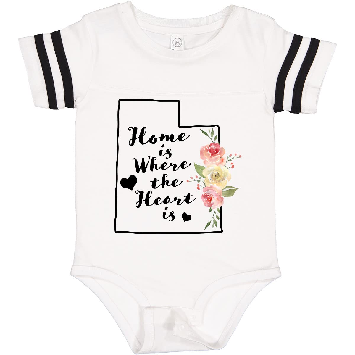 Inktastic Utah Home is Where The Heart is Watercolor Floral Baby Bodysuit - Soft Cotton Infant Onesie for Newborns, Baby Showers & Family Photos