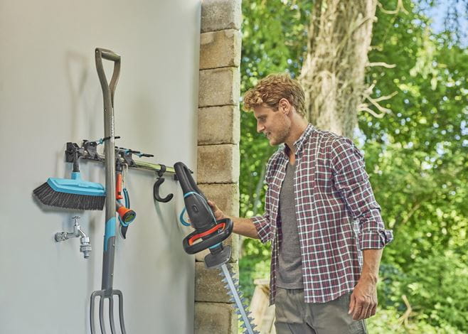 Gardena Tool Rack Plus - Heavy Duty Wall Mounted Garden Tool Organizer for Yard Storage | Perfect for Garage, Shed & Outdoor Tool Organization
