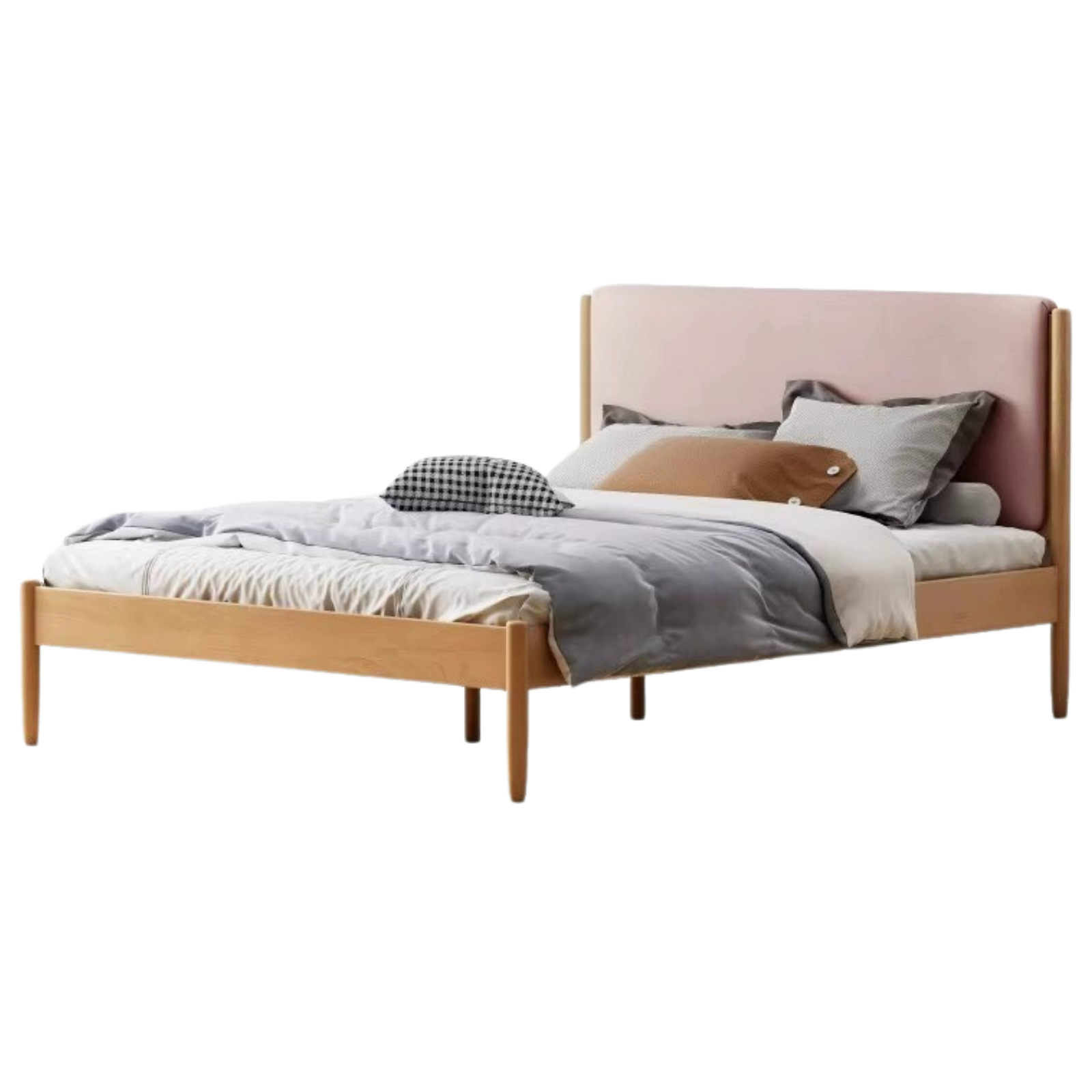 Natural Wood Color Beech Soft meat powder children bed