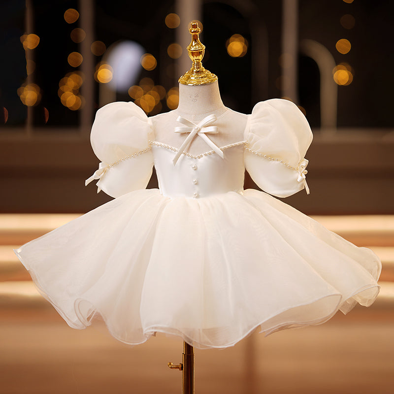 Elegant Baby Girl Princess Dress with Fluffy Puff Sleeves - Toddler Formal Ball Gown for Birthday Parties, Pageants & Special Occasions