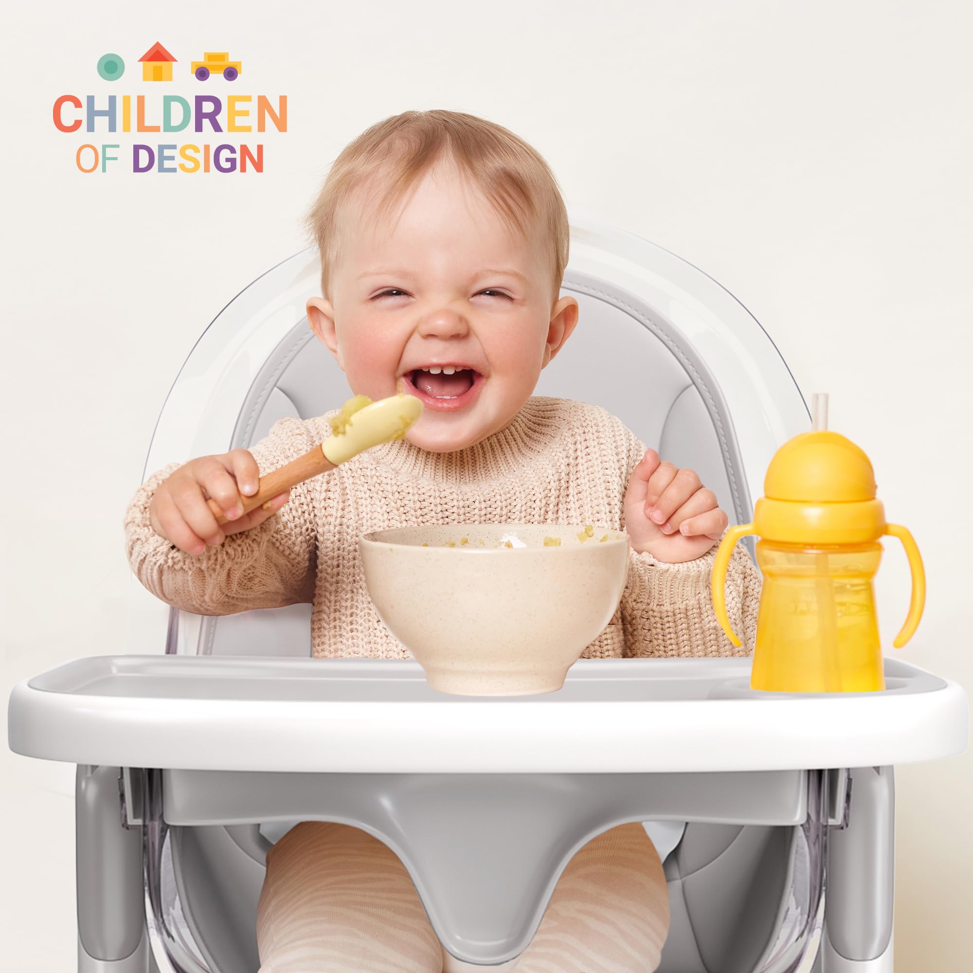6-in-1 Deluxe Wooden High Chair for Babies & Toddlers - Modern Safe & Compact Baby Highchair with Removable Tray & Cushion - Easy to Clean & Assemble - 6 Configurations, 3 Seat Positions & 2 Height Adjustments - Perfect for Dining, Feeding & Playtime at Home