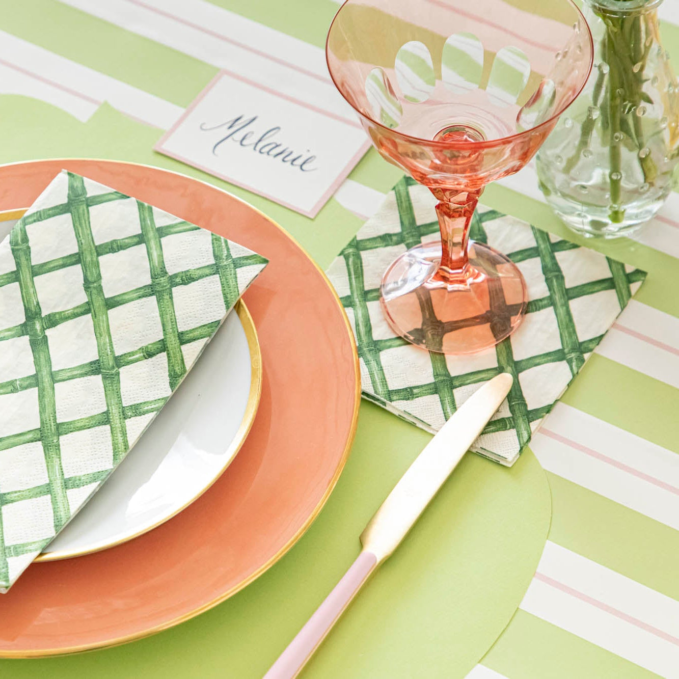 Bright Green French Frame Die Cut Placemat - Elegant Dining Table Decor for Parties, Weddings & Home Decor