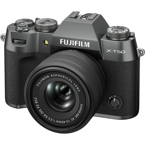 FUJIFILM X-T50 Mirrorless Digital Camera with XC15-45mmF3.5-5.6 OIS PZ Lens Kit (Charcoal Silver) - Perfect for Travel Photography, Vlogging & Street Shooting