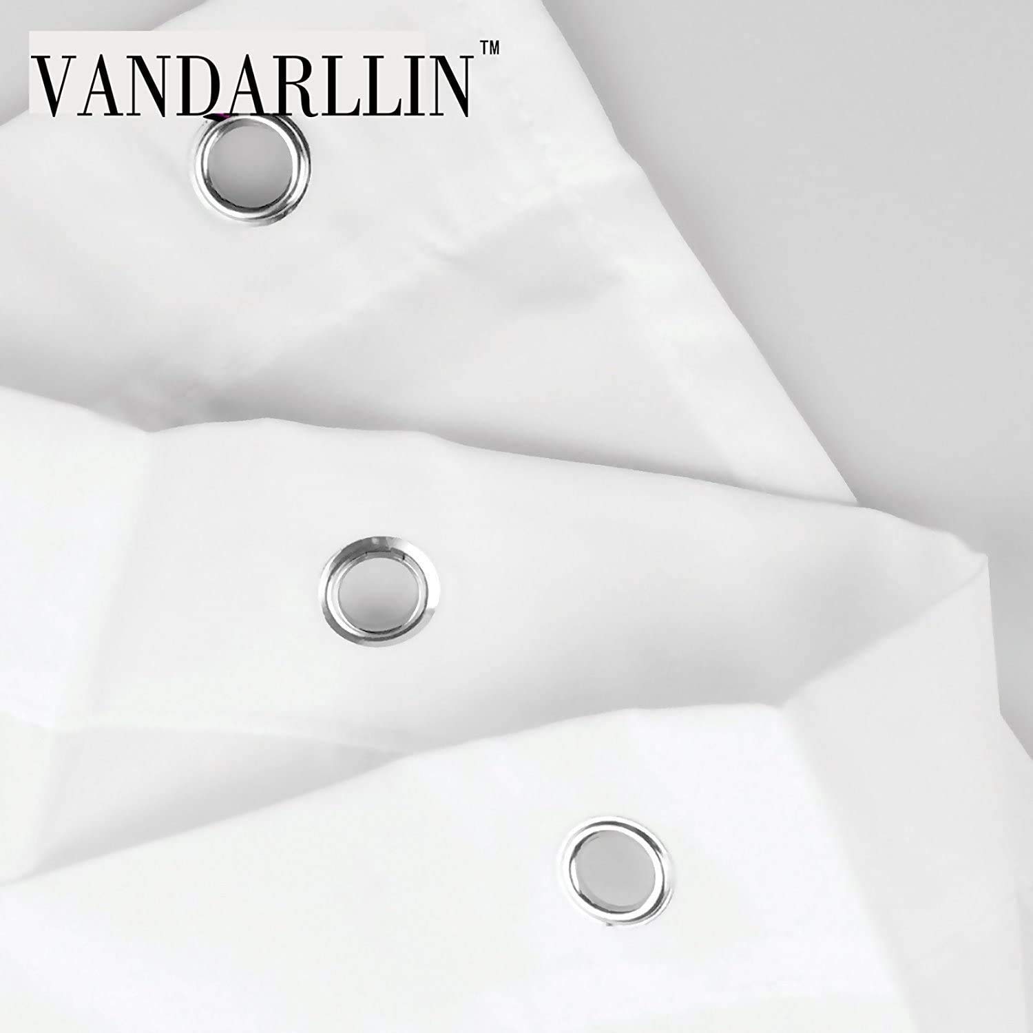 Vandarllin Geometric Pattern Waterproof Polyester Shower Curtain 66x72 Inches - Modern White & Grey Bathroom Decor for Home, Hotel & Spa Use