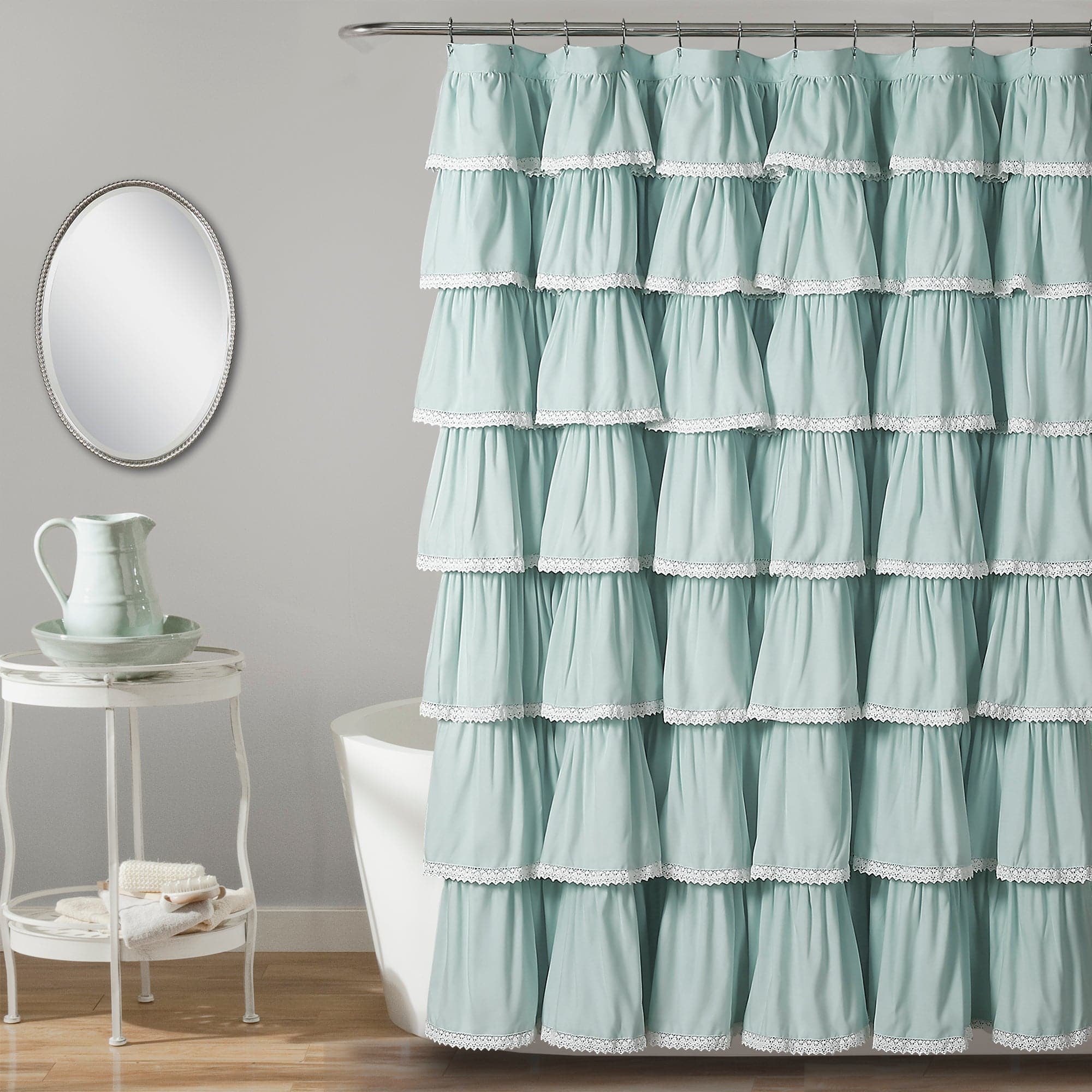 Elegant Lace Ruffle Shower Curtain - Waterproof Bathroom Decor for Vintage & Romantic Style - Perfect for Master Bath, Guest Bath, and Farmhouse Style Homes