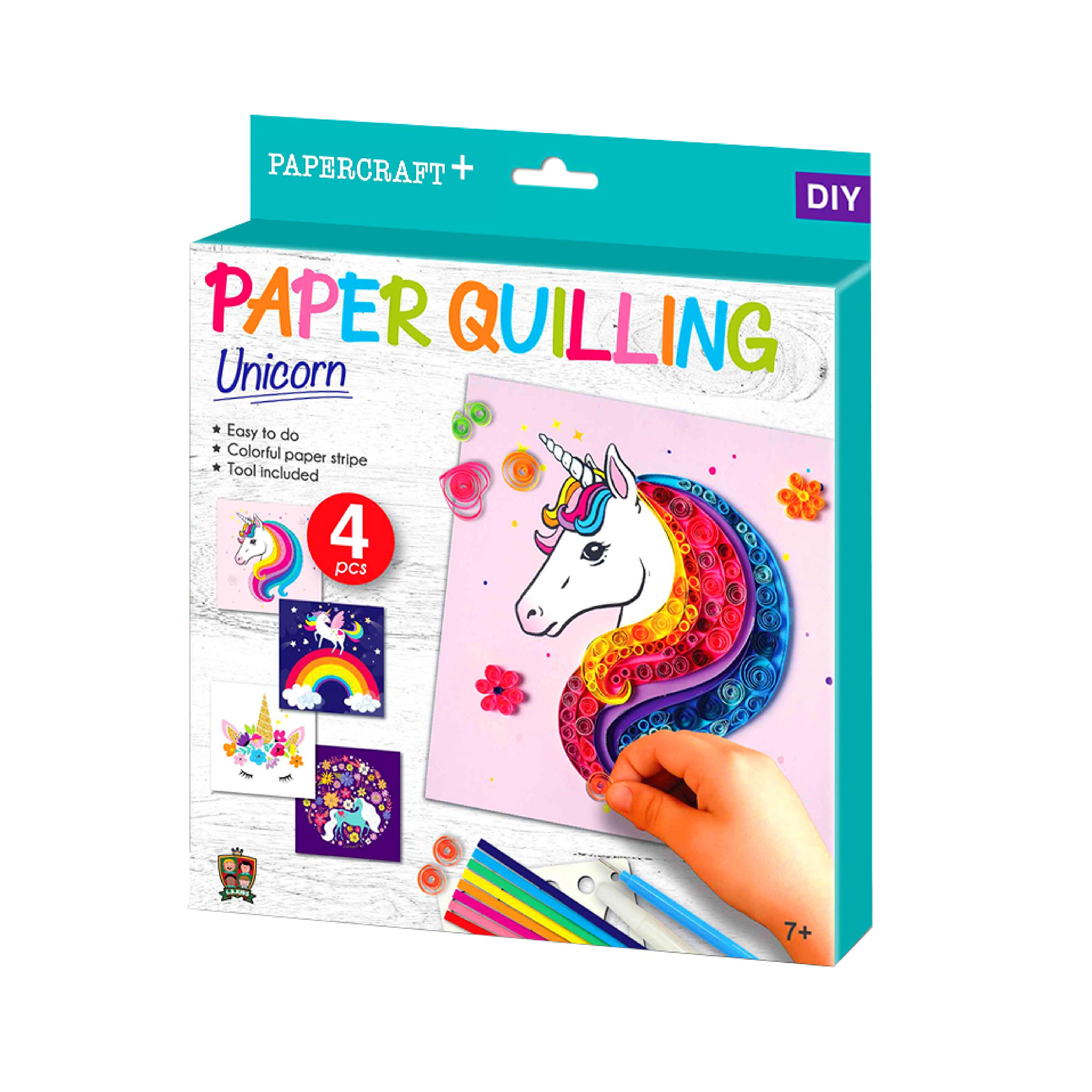DIY Unicorn Paper Quilling Kit for Kids - 3D Arts & Crafts Gift Set with Paper Strips & Tools - Creative Birthday Party Activity, Classroom Art Project, Holiday Gift for Girls & Boys