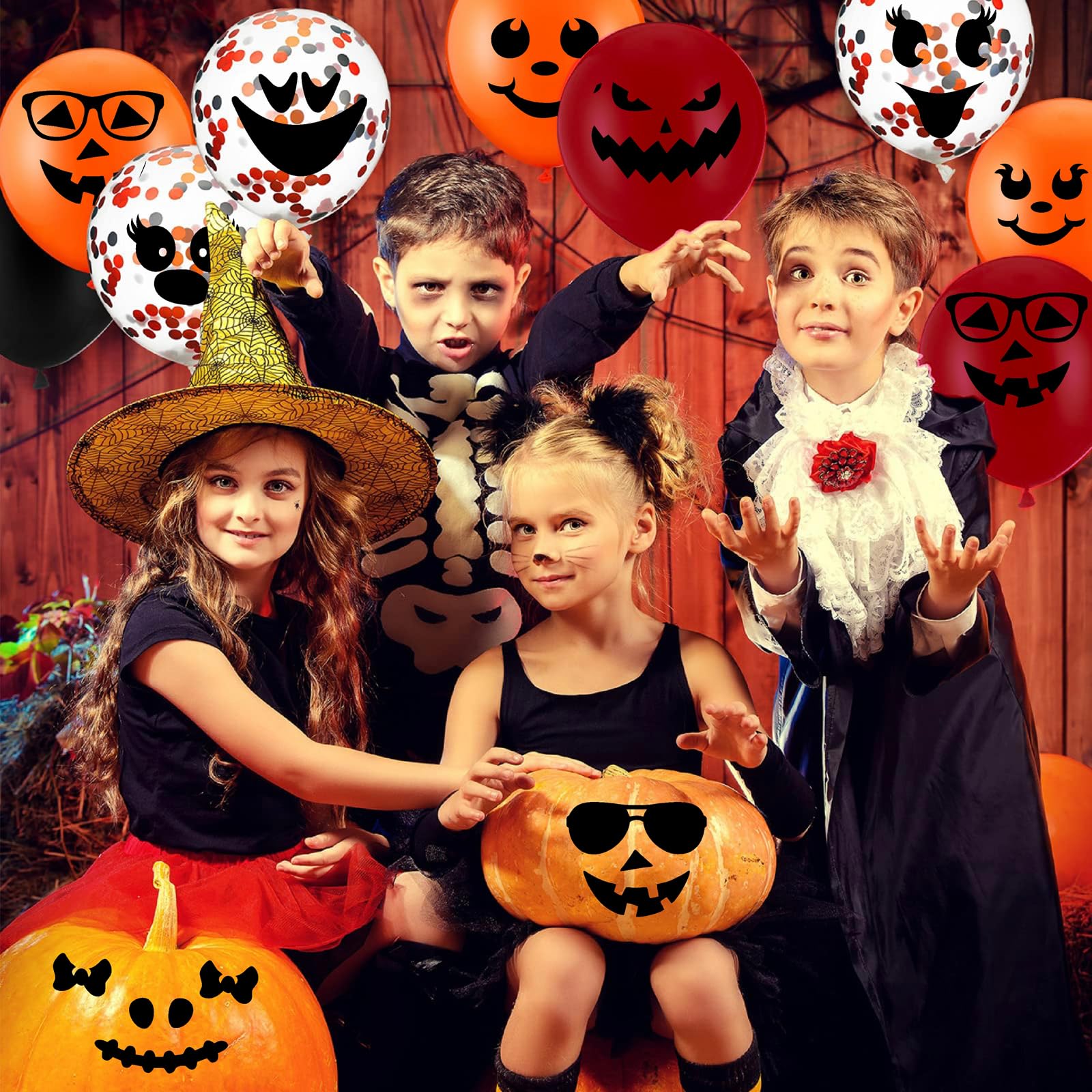 Halloween Pumpkin Face Stickers - Cute & Scary Vinyl Decals for Pumpkins, Glass Jars - DIY Halloween Party Decorations & Crafts - Perfect for Pumpkin Carving, Window Decor, and Halloween Party Supplies