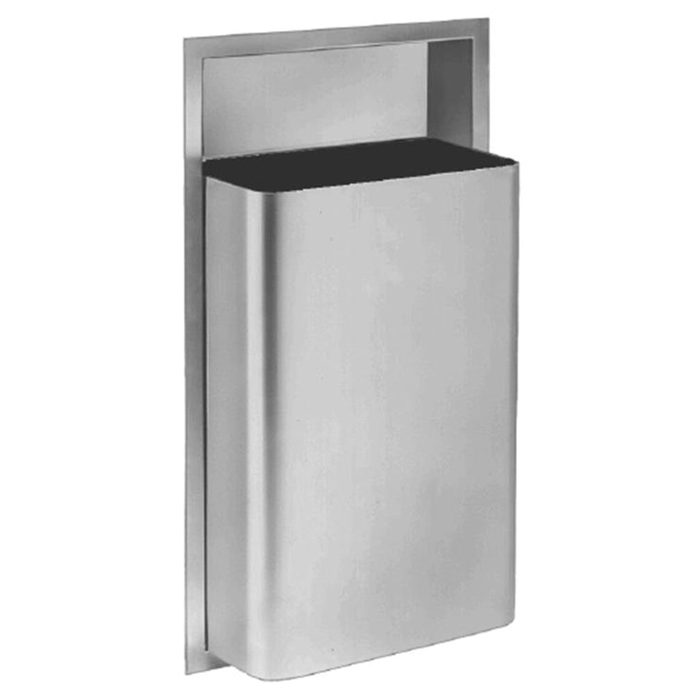 Bradley 344 1100 12 Gallon Waste Receptacle - Framed Surface Mount Trash Can with Satin Finish for Office, Restroom & Commercial Spaces