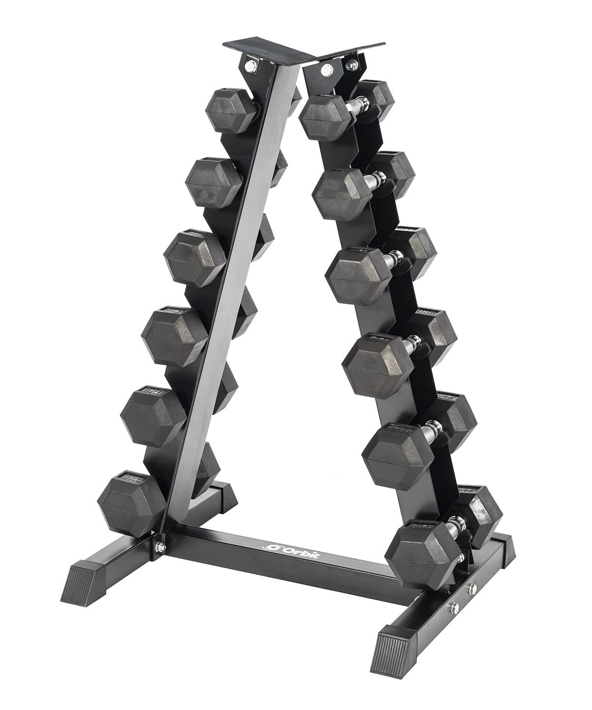 6-Tier Dumbbell Rack with 4kg-15kg Rubber Hex Dumbbell Set - Heavy Duty Home Gym Equipment for Strength Training & Weightlifting