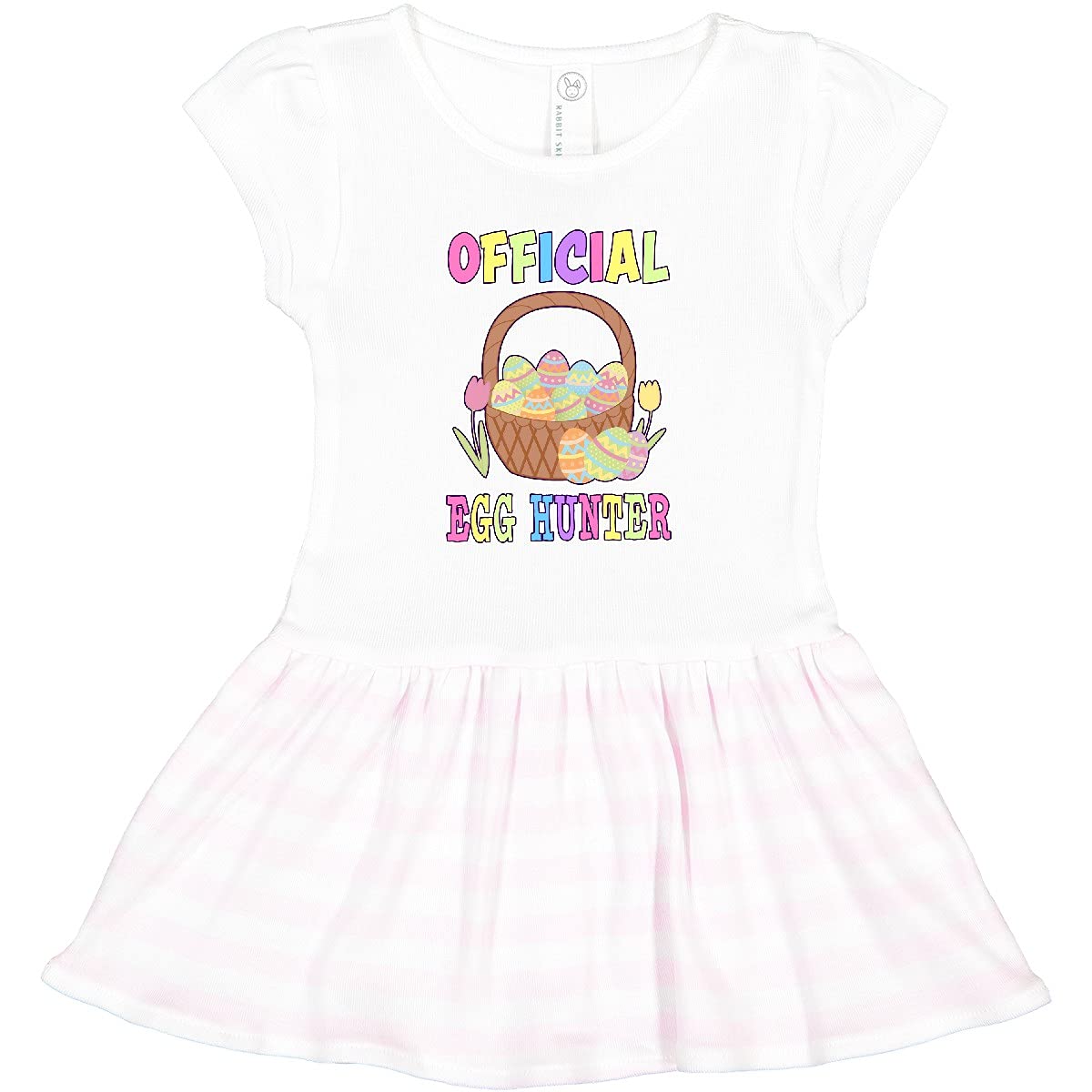 Inktastic Official Egg Hunter with Easter Basket and Eggs Toddler Dress - Cute Easter Outfit for Girls, Baby Spring Photoshoot, Holiday Church Wear, Egg Hunt Party Costume