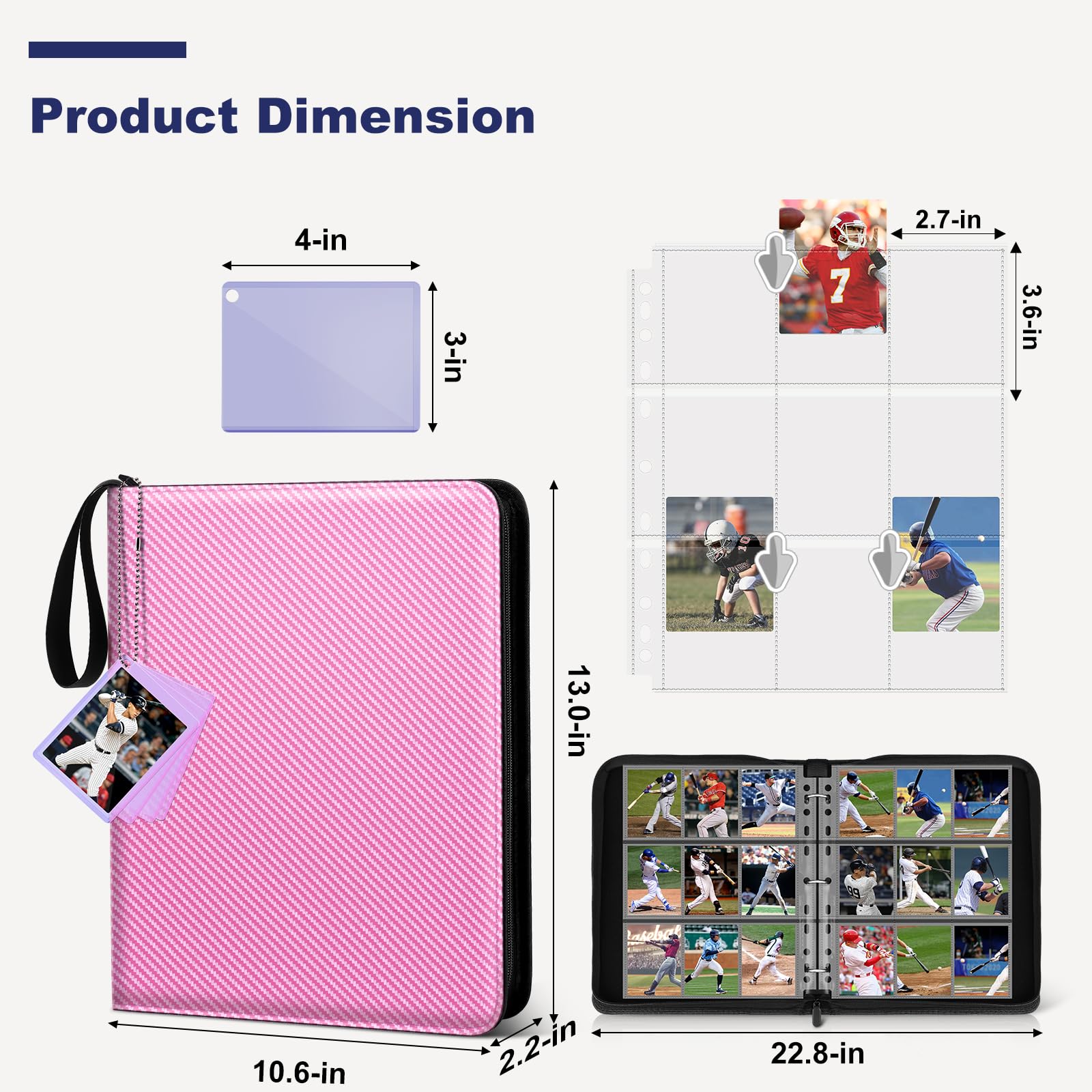 Premium 9-Pocket Trading Card Binder - 720 Double-Sided Display Pages for MTG, TCG & Sports Cards - Durable Card Album with Protective Sleeves (Pink) - Perfect for Collectors, Tournaments & Home Storage
