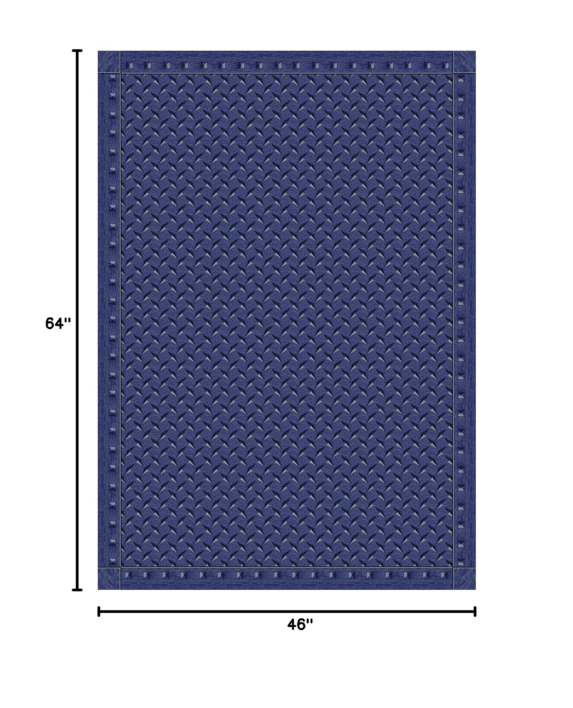 Joy Carpets Kaleidoscope Diamond Plate Whimsical Area Rugs - Steel Blue Non-Slip Kids Playroom Rug for Nursery, Bedroom & Dorm Decor