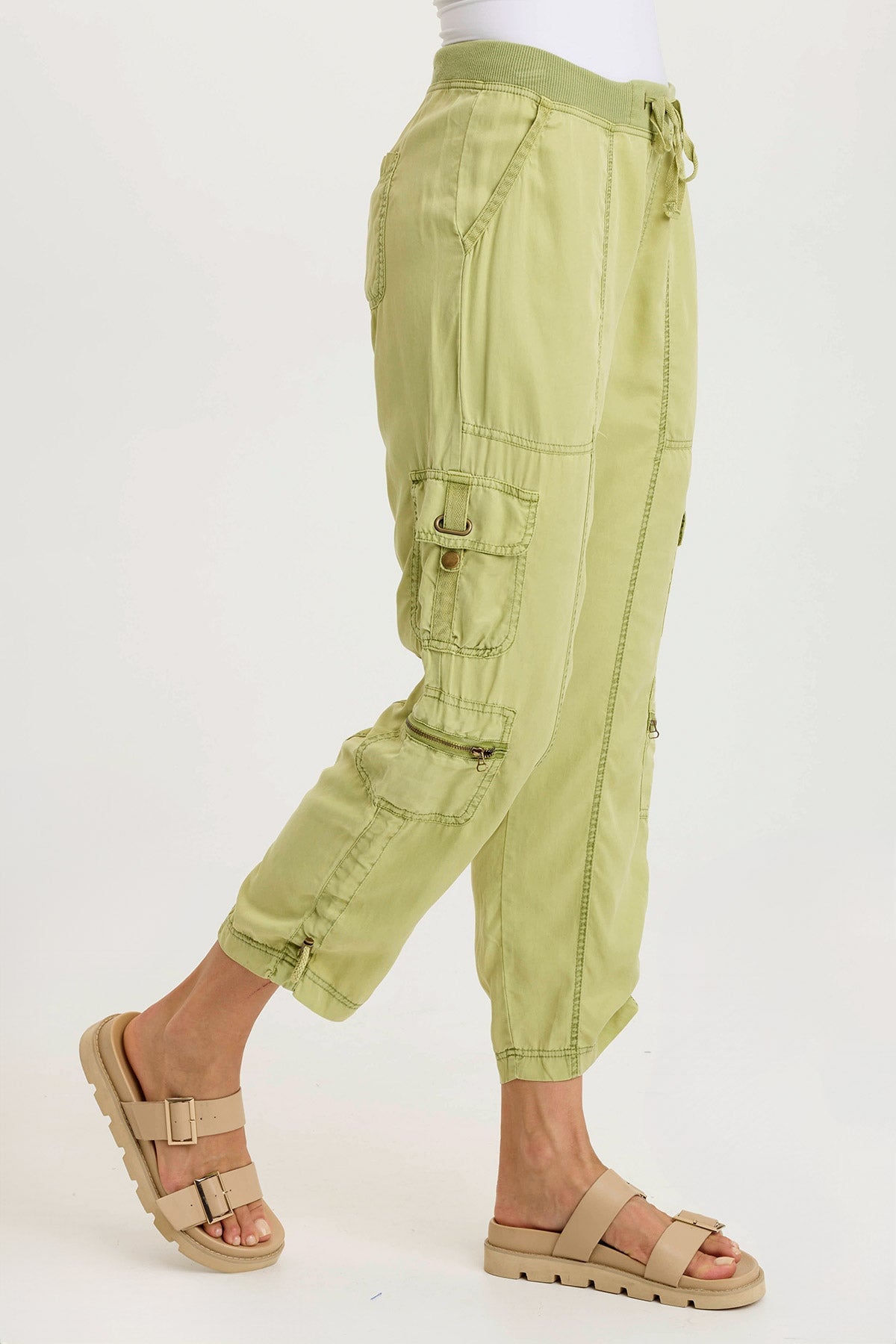 Selmy Twill Corded Cargo Crop Pants for Women - High Waisted Casual Hiking Pants with Pockets - Perfect for Outdoor Adventures, Travel & Everyday Wear