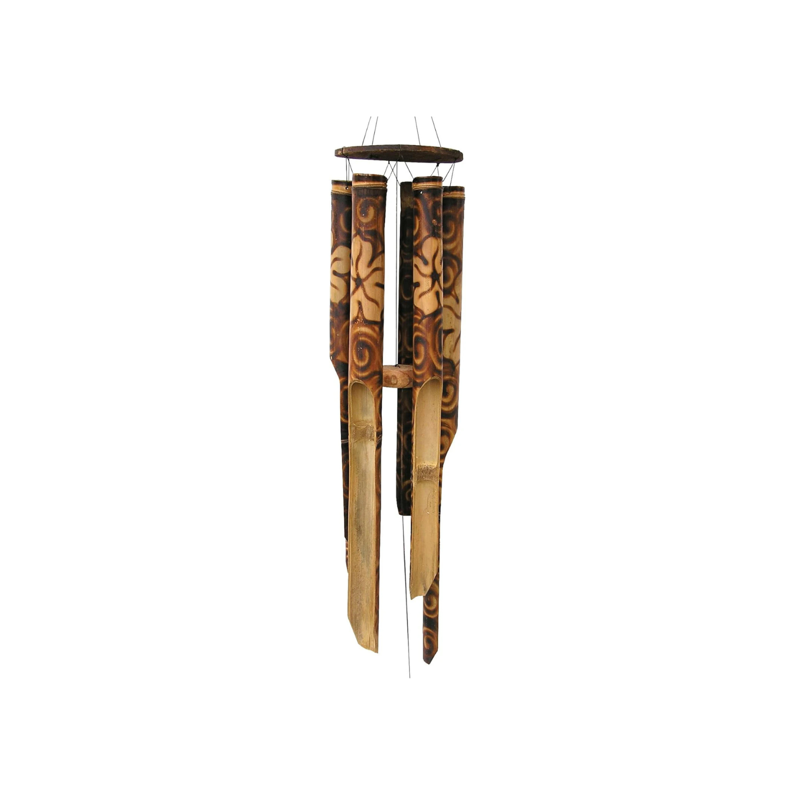 Deep Resonance Serenity Bell - Giant Burnt Flower Design Bamboo Wind Chime (31.5 Inch) - Natural Wood & Bamboo Outdoor Wind Chimes for Garden, Patio, and Relaxation - Perfect for Meditation, Yoga, and Creating a Peaceful Atmosphere