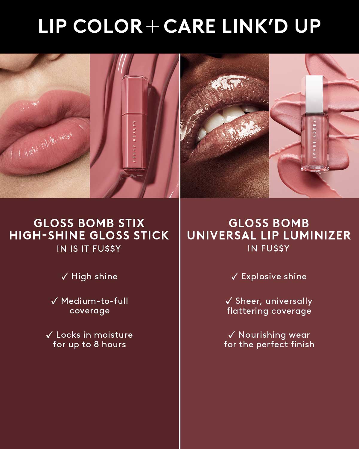 Fenty Beauty Gloss Bomb Stix High Shine Lip Gloss Stick - Fenty Glow Universal Shimmer, Hydrating & Non-Sticky | Perfect for Everyday Wear, Date Night & Makeup Looks