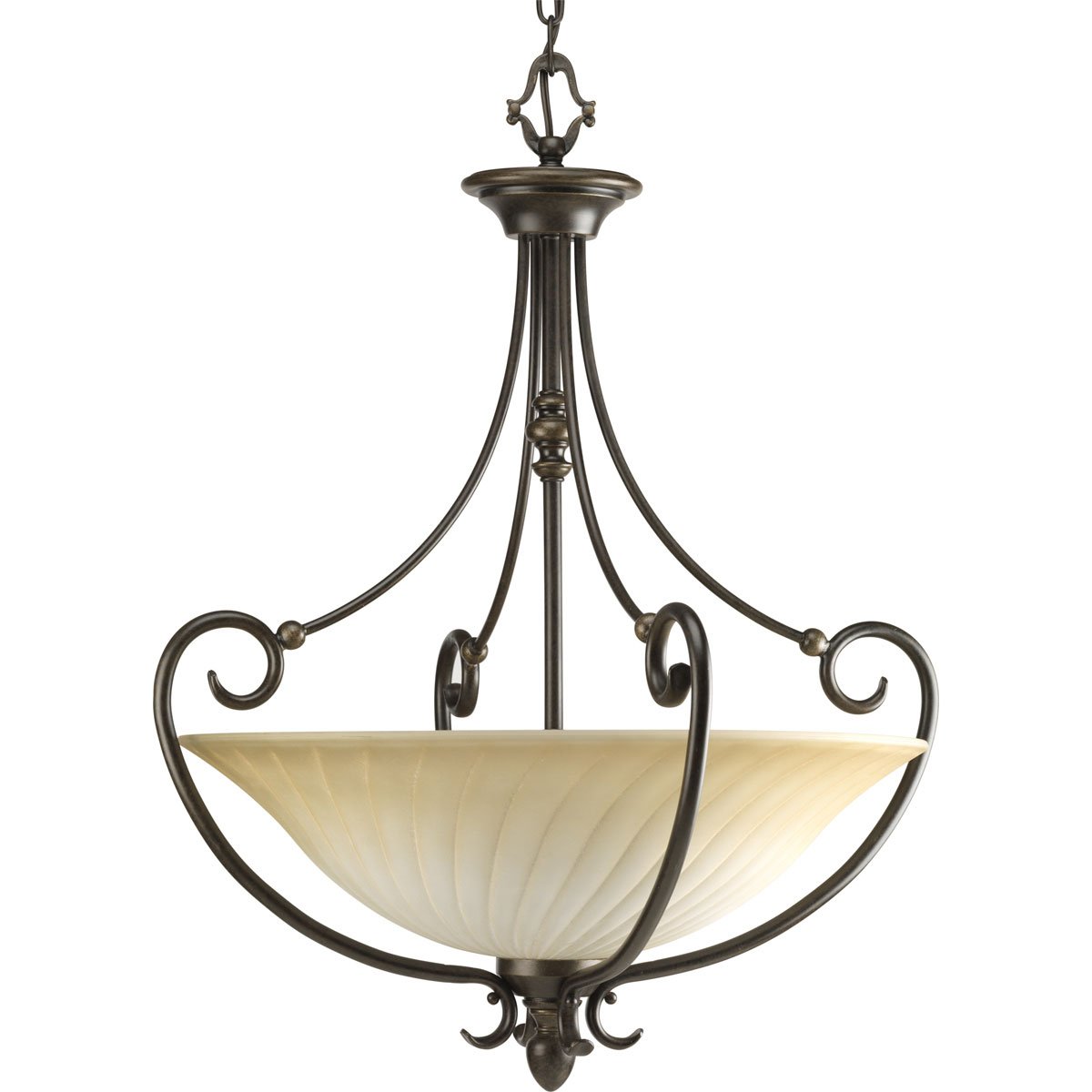 Progress Lighting P3532-77 3-Light Kensington Inverted Pendant in Forged Bronze - Elegant Ceiling Lighting for Dining Room, Kitchen Island & Entryway