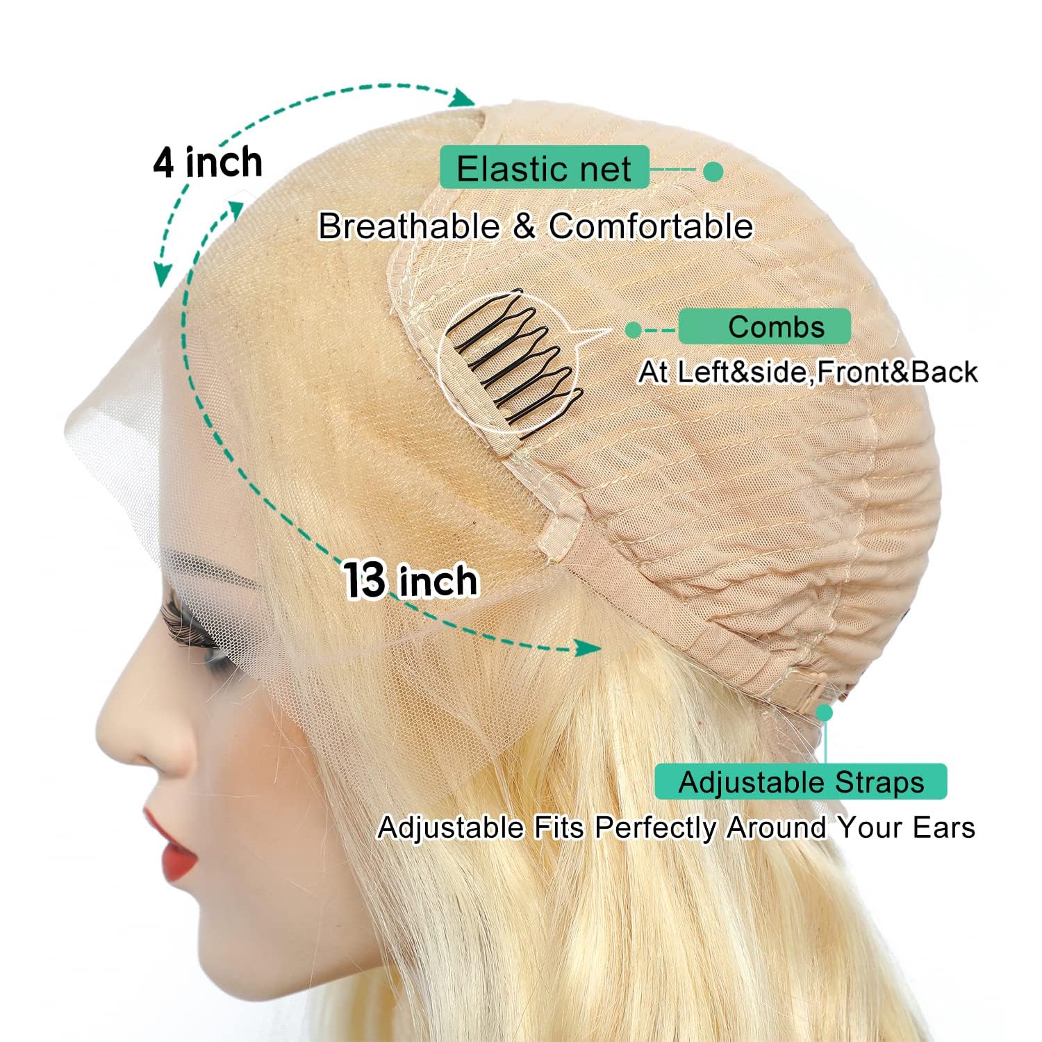 613 Lace Front Wig Human Hair 13x4 HD Lace Frontal - 180% Density Body Wave Blonde Pre-Plucked with Baby Hair (32 Inch) - Perfect for Cosplay, Daily Wear & Special Occasions