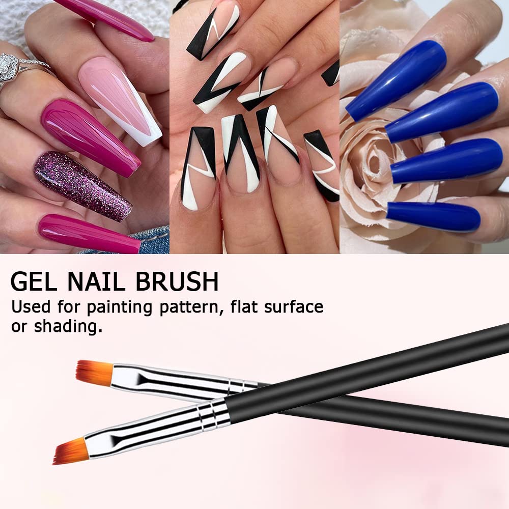Lofuanna 6pcs Nail Art Brush Set - Double Ended Fine Liner, Dotting Pen, Gel & Builder Brushes for Professional & DIY Manicures | Perfect for Nail Extensions, Acrylics & Home Salon Use