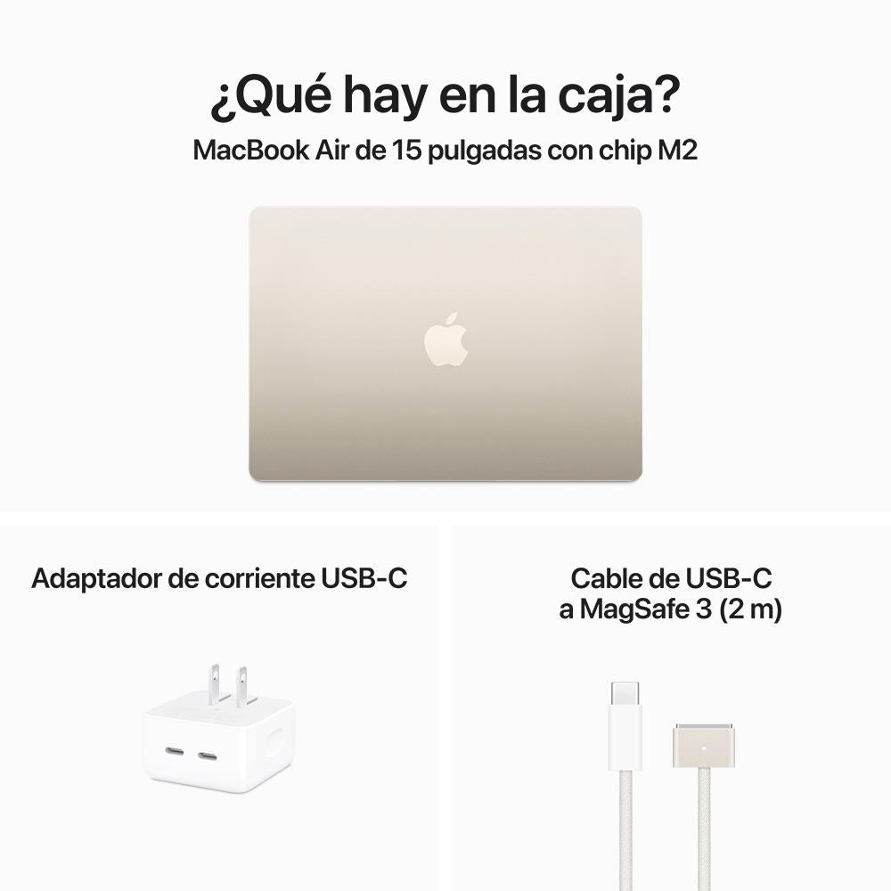 Apple MacBook Air 15-inch Laptop with M2 Chip - 8-Core CPU, 10-Core GPU, 256GB SSD (Starlight White) - Lightweight & Powerful for Work, Travel & Creative Projects