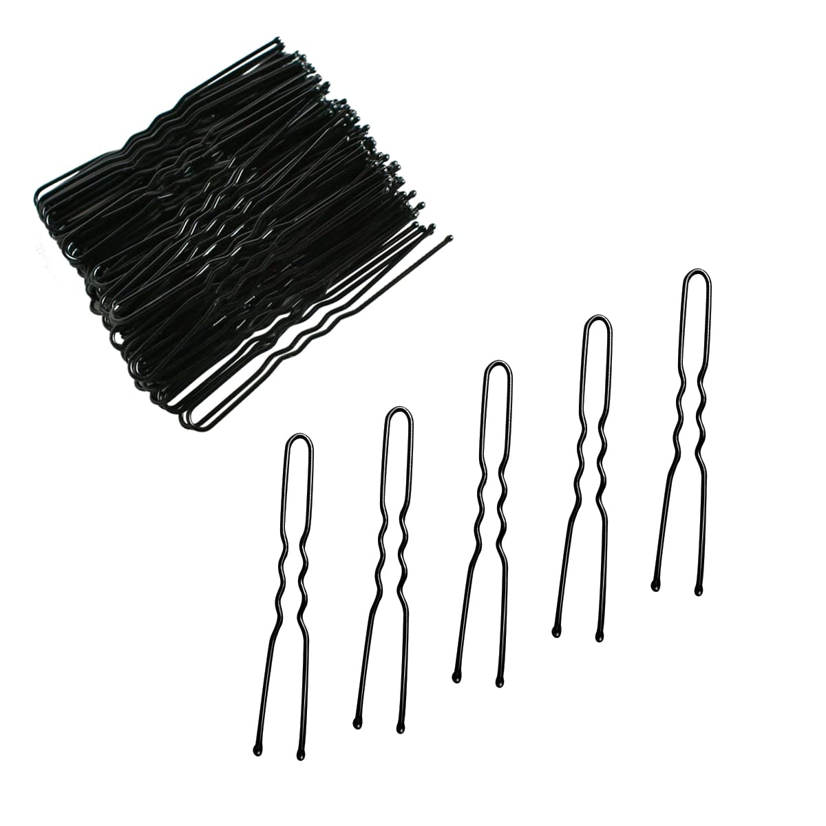 100 PCS U-Shaped Invisible Hair Clips - Heavy Duty Crinkled Hairpins for Women, Ballet Bun & Updos - Black Hair Grips (2.4 Inch) - Perfect for Daily Styling, Workouts & Professional Dancers