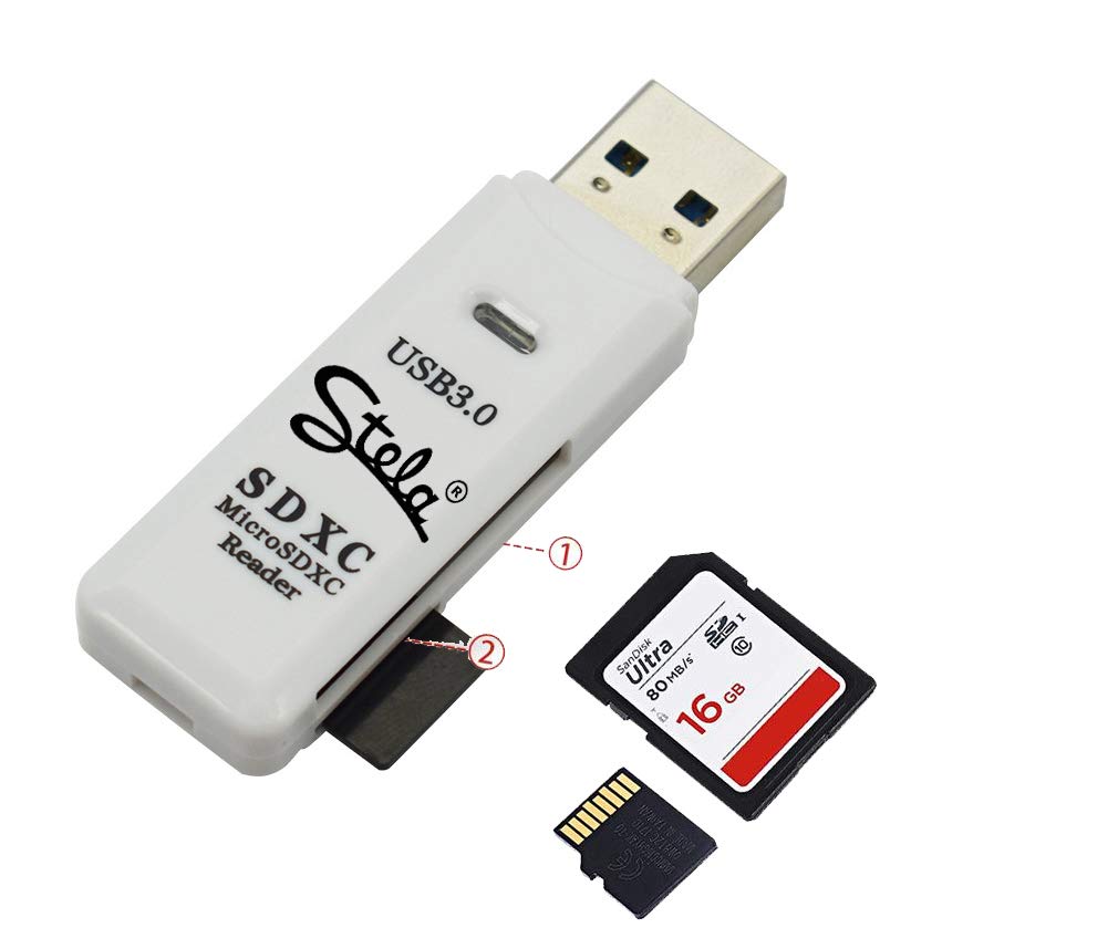 Stela USB 3.0 SD/Micro SD/TF Card Reader - OTG Memory Card Adapter for Laptop, PC & Smartphones - Fast Data Transfer - Compatible with Windows/Mac/Android - Perfect for Photographers, Content Creators & Tech Enthusiasts (White)