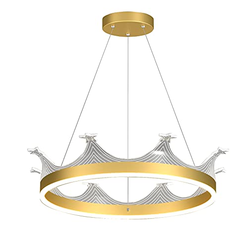 Modern LED Chandelier with Remote Control - Gold & Pink Ceiling Light Fixture for Bedroom, Living Room, Kitchen | Energy-Efficient Home Lighting for Dining Areas, Hallways & Bedside Ambience