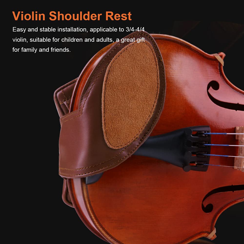 Premium Violin Shoulder Rest & Chin Rest for 3/4-4/4 Violins - Comfortable Sheepskin Shoulder Pad & Chin Pad Protector (Khaki) | Ideal for Professional Violinists & Music Students