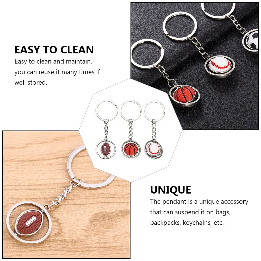 3-Piece Rugby Ball Keychain Set - Metal Sports Keychain for Boys, Soccer Gifts, Father's Day Present - Perfect for Backpacks, Gym Bags & Sports Fans Accessories
